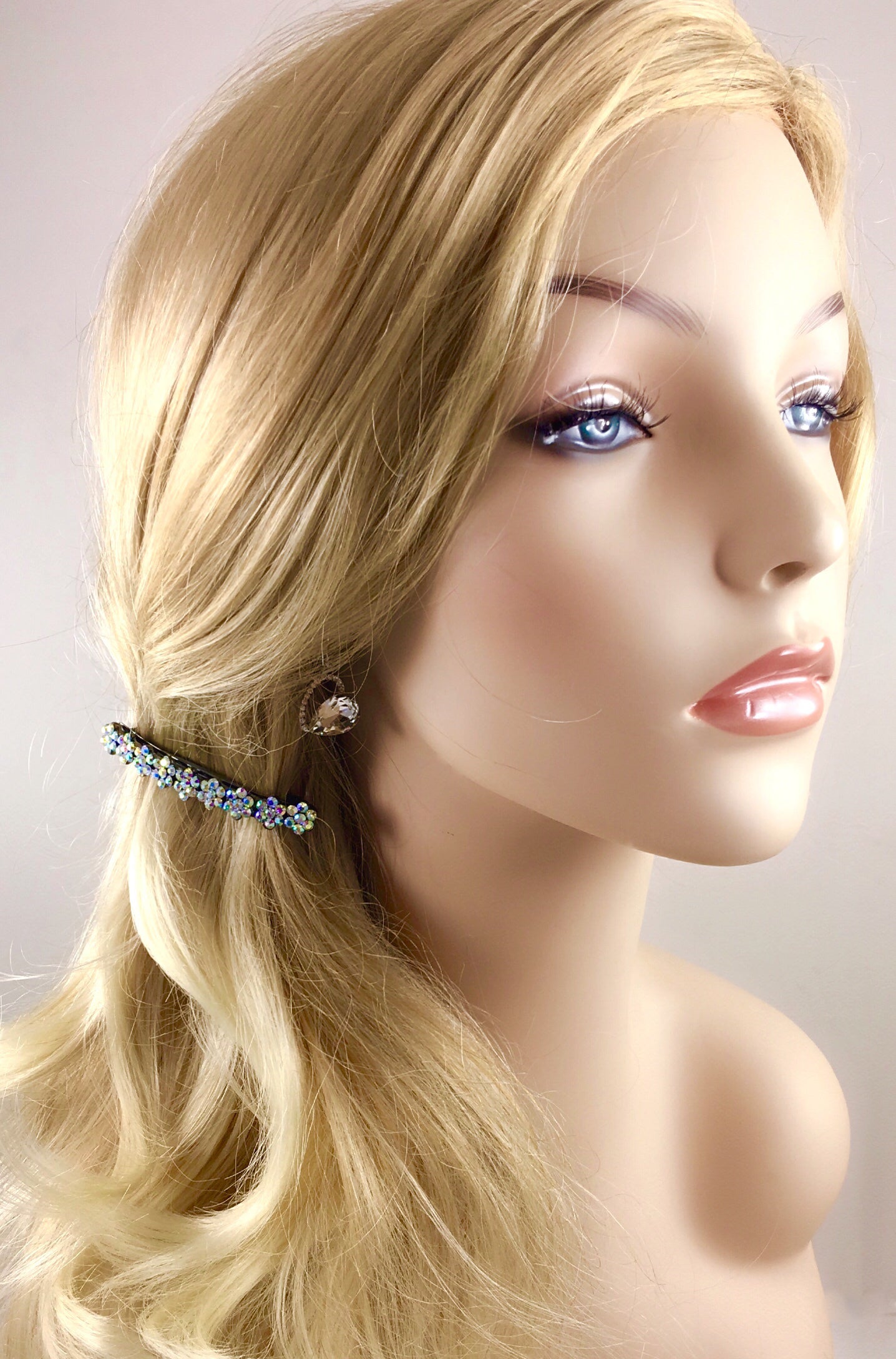 Swarovski Crystal Small Daisy Barrette Hair Clip - Black Base with Blue, Pink, Red, Purple, Green, Gray, Brown & AB Colors | Perfect for Weddings, Parties & Everyday Hair Accessories