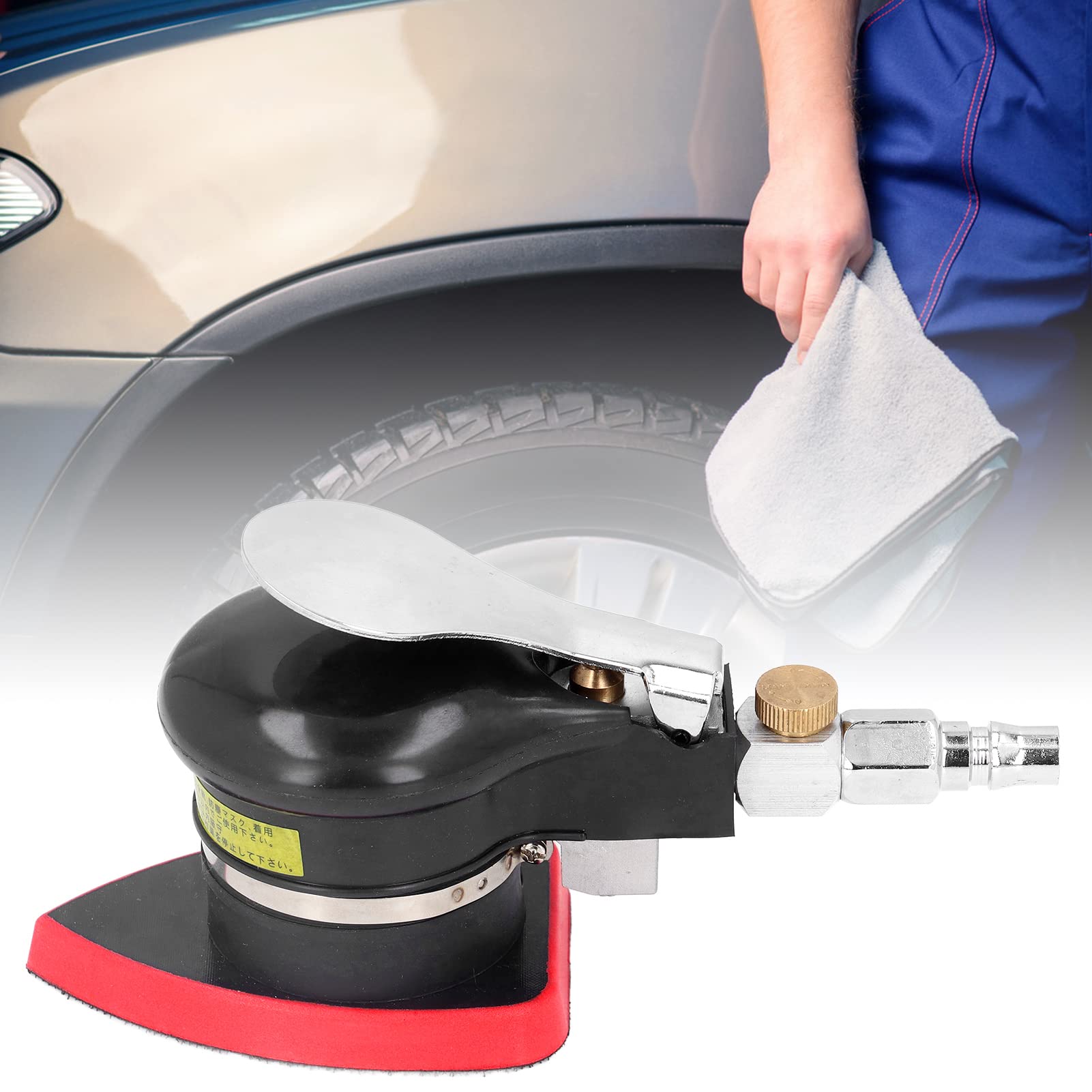 Corner Detail Air Sander - 12000 RPM Random Orbital Sander with Ergonomic Handle | Pneumatic Mini Air Grinder for Wood & Metal Polishing | Perfect for Auto Body Work, Furniture Refinishing & DIY Projects