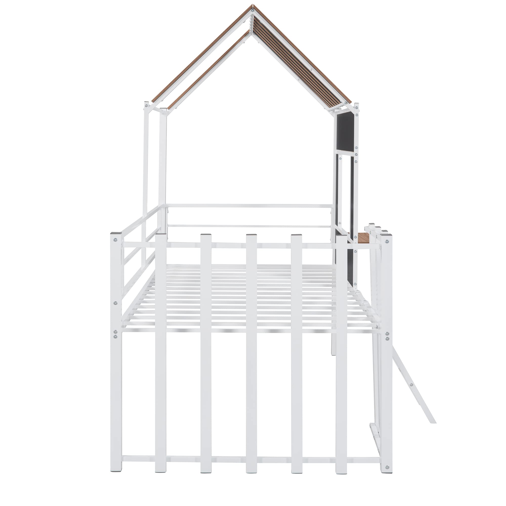 **Merax Twin Size Metal Loft Bed for Kids - Sturdy Low Loft Bed Frame with Roof, Window, Guardrail & Ladder - Perfect for Small Bedrooms, Playrooms & Dorm Rooms**