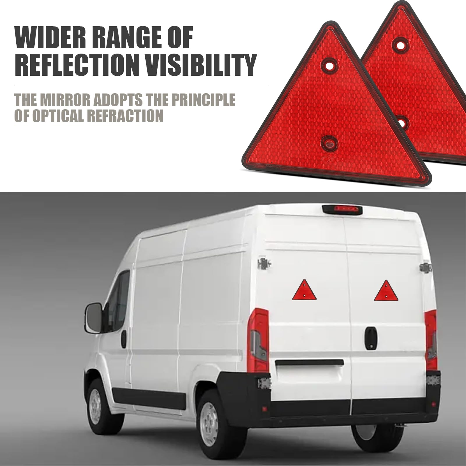 2-Pack Triangle Reflectors with Mounting Holes - E11 Road Safety Warning Signs for Cars, Trucks & Vans - Universal Vehicle Safety Accessories (Red) - Perfect for Emergency Roadside Use & Traffic Hazard Visibility