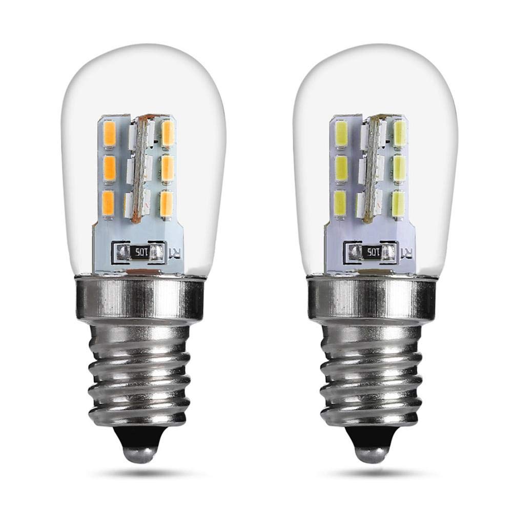 2W E12 Base LED Light Bulb - 24 SMD for Sewing Machine, Refrigerator, Kitchen Ventilator - Waterproof Glass Shade Lamp (2-Pack) - Perfect for Crafting, Home Appliances & Durable Lighting Solutions