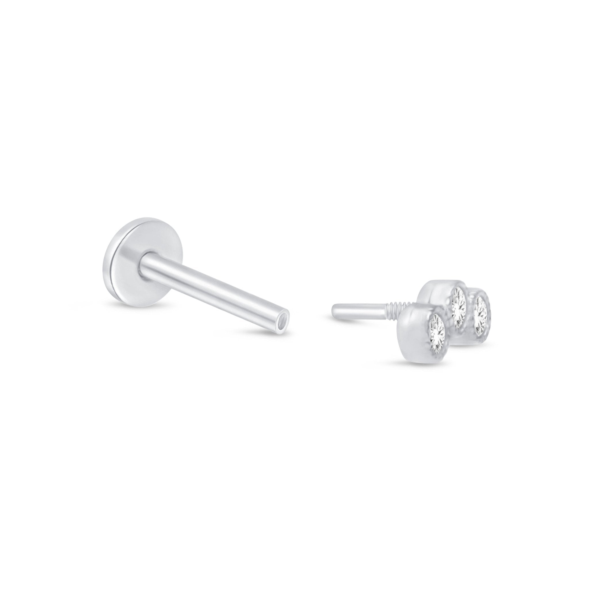 14K White Gold Graduated Gemstone Flat Back Stud Earrings with Milgrain Detail - Perfect for Weddings, Parties & Special Occasions
