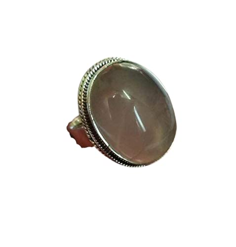925 Sterling Silver Rose Quartz Ring – Genuine Handcrafted Cabochon Wide Band Ring for Women | Unique Rose Quartz Jewelry Gift for Healing, Meditation & Spiritual Energy