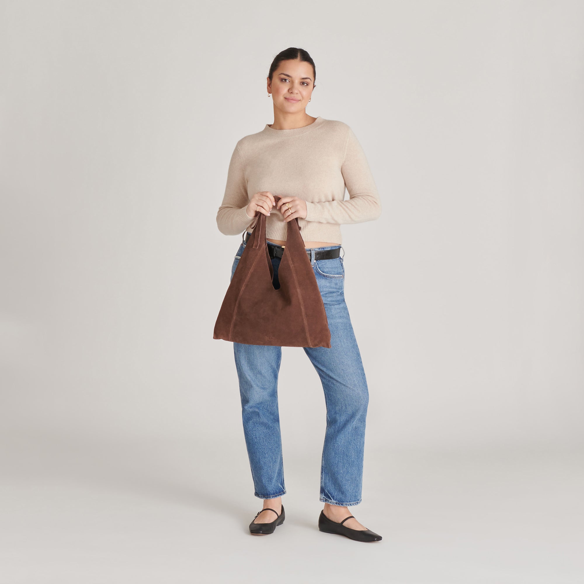 MARIE TOTE BAG - Chocolate Brown Suede Leather Handbag for Women | Stylish & Durable Everyday Purse | Perfect for Work, Shopping & Travel