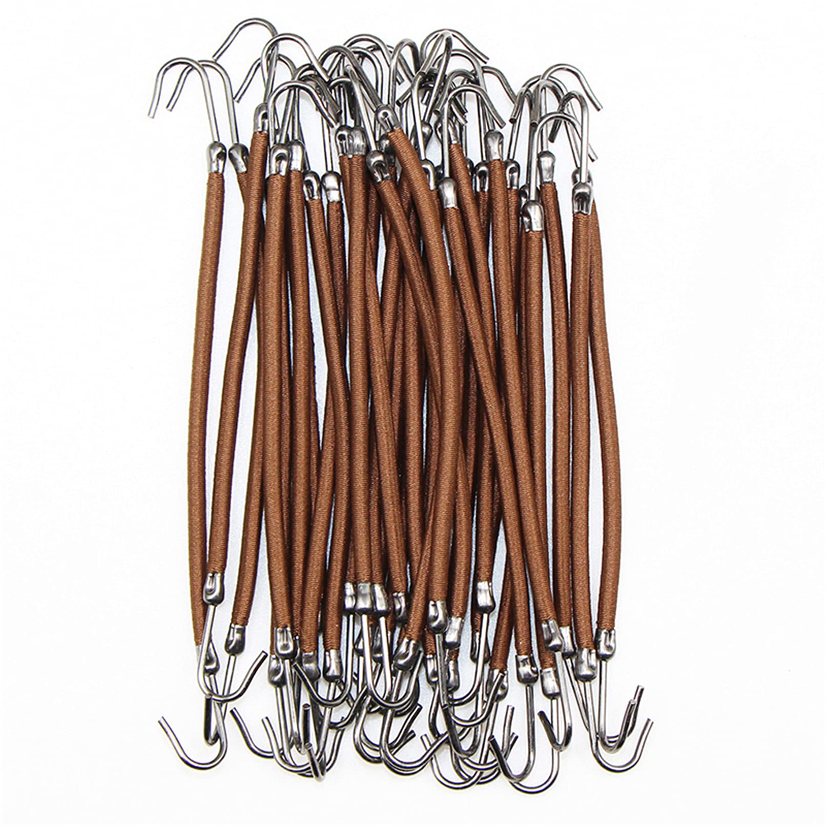 Sevenfly 20 Pack Elastic Hook Hair Ties - Ponytail Holders with Hooks for Women & Girls - Soft Hair Elastics for Ponytails, Braids & Bun Hairstyles - Brown Hair Accessories for Workout, Office & Daily Use