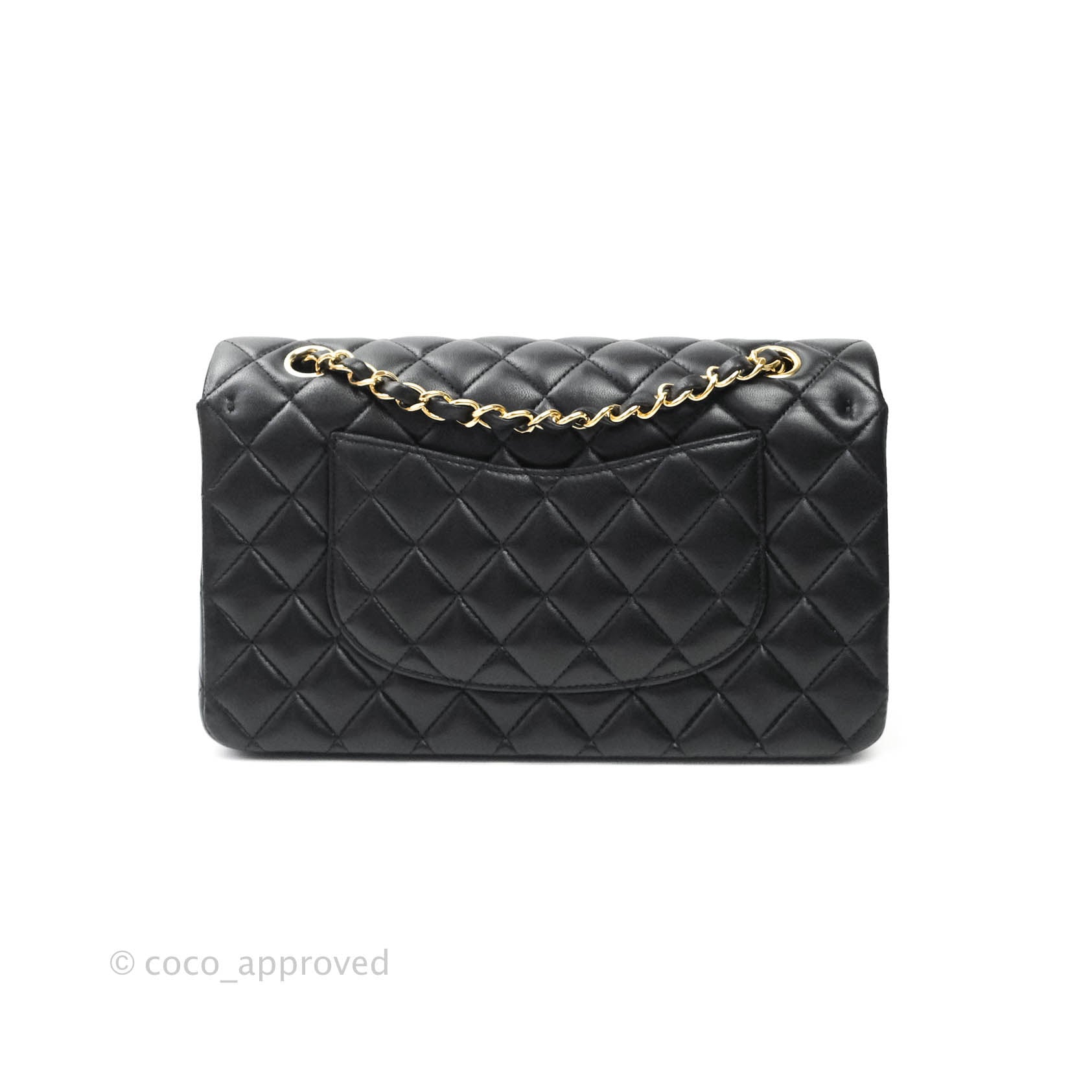Chanel Classic Medium Double Flap Bag Black Lambskin Gold Hardware - Luxury Designer Handbag for Women, Perfect for Evening Events & Special Occasions
