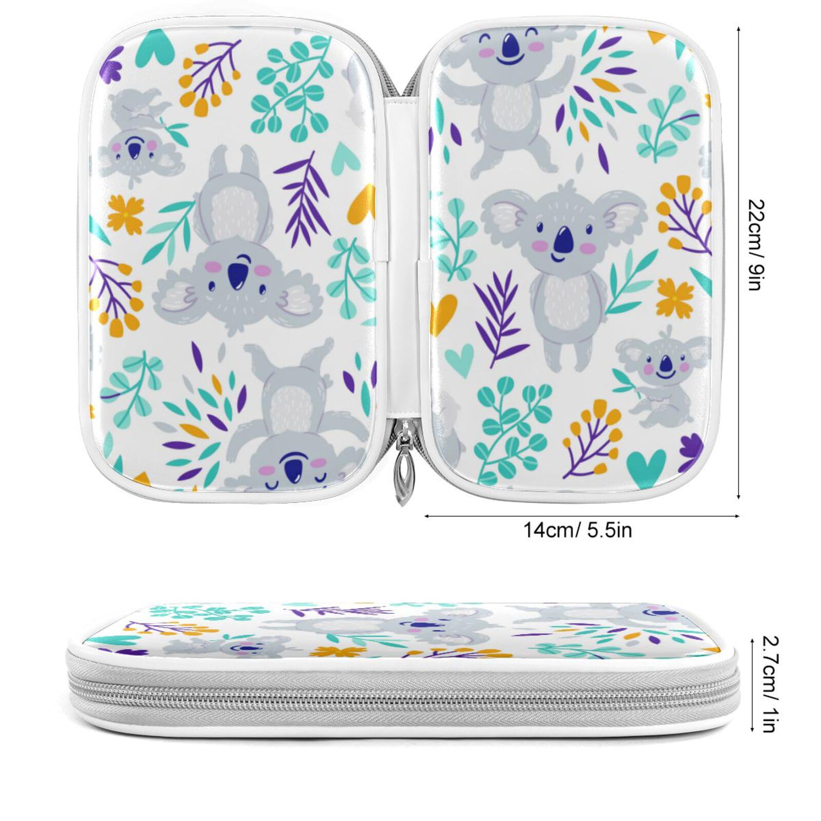 Cute Koala Floral Pencil Case - Zipper Pouch for School & Office Supplies