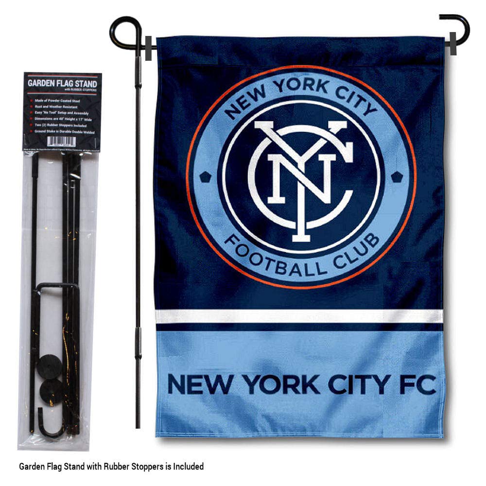 WinCraft New York City FC Garden Flag with Pole Holder | NYCFC Soccer Team Outdoor Decor for Yard, Patio & Game Day