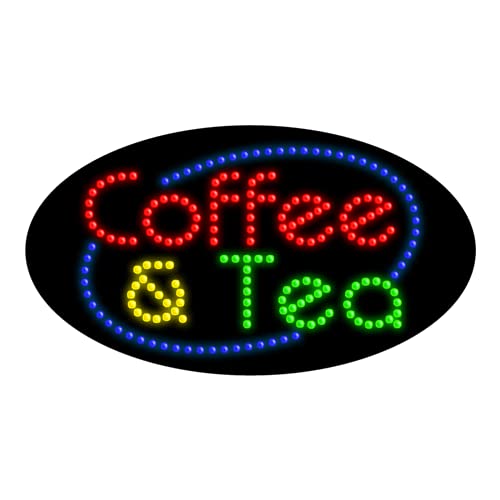 LED Coffee & Tea Sign - Bright Dots for Cafes, Restaurants & Home Decor - Perfect for Coffee Shops, Tea Bars & Kitchen Wall Art