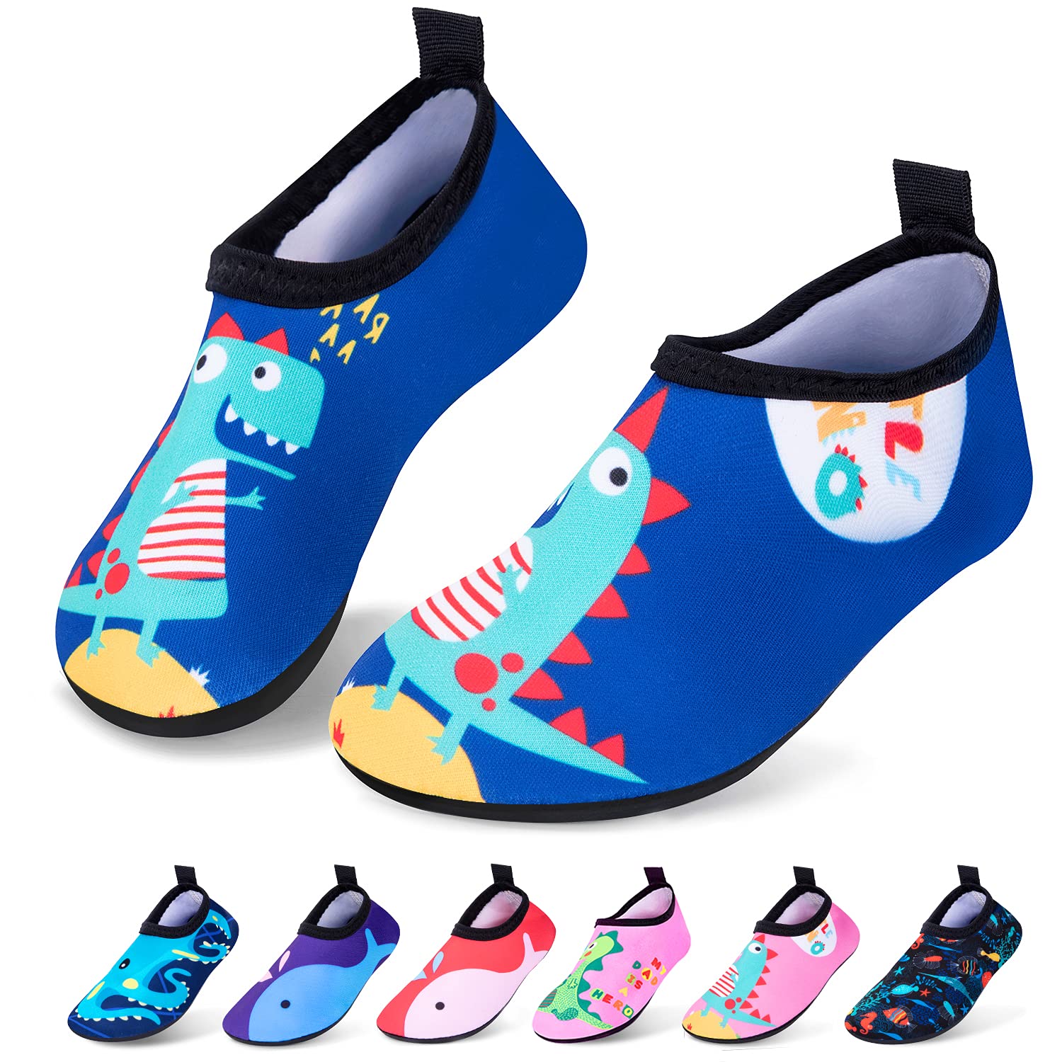 **RJVW Kids Boys Girls Swim Water Shoes - Non-Slip Quick Dry Aqua Socks for Toddler & Children, Barefoot Beach Shoes for Swimming, Surfing, Pool, Outdoor Sports & Water Activities**