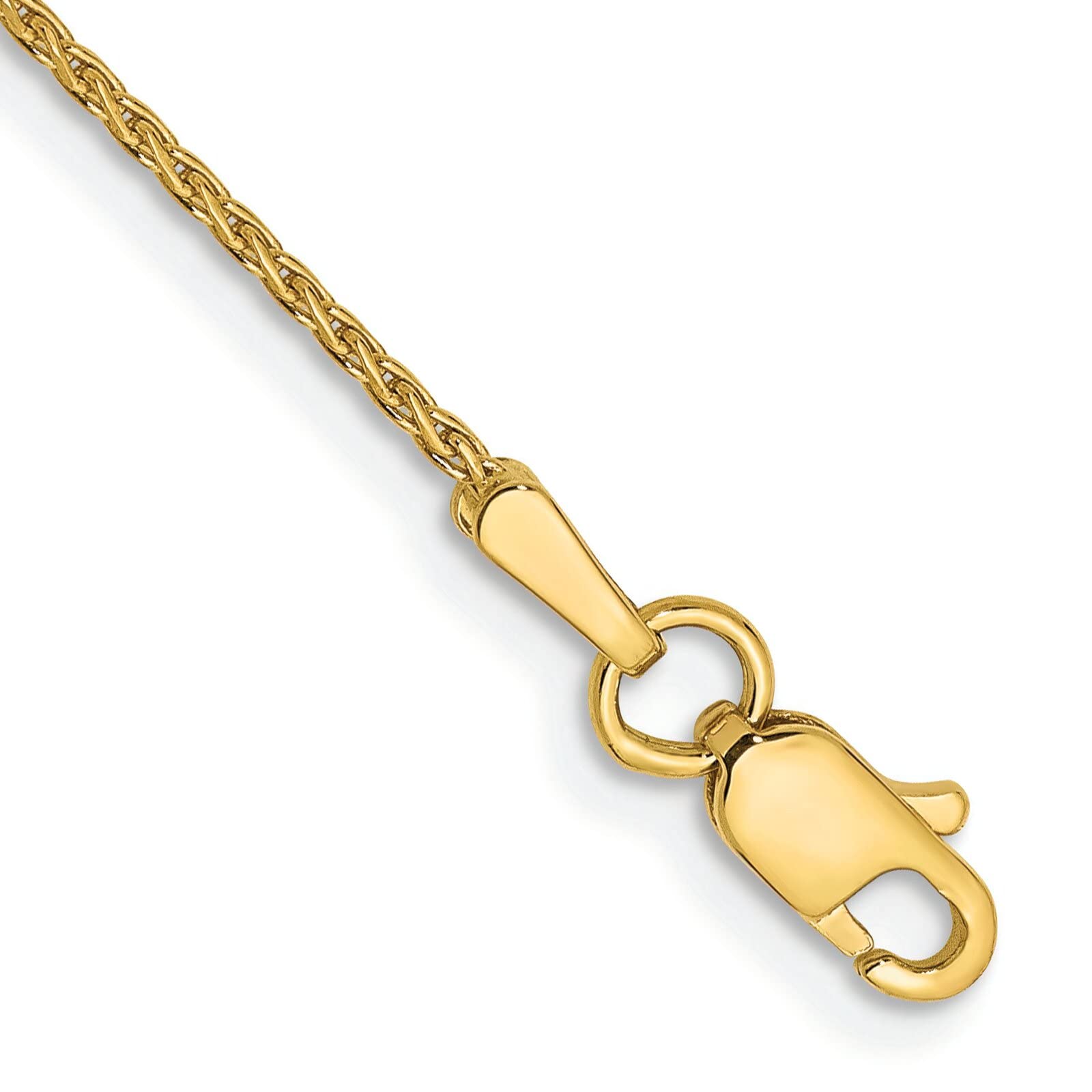 14K Gold 1mm Diamond Cut Wheat Chain Anklet Jewelry 9