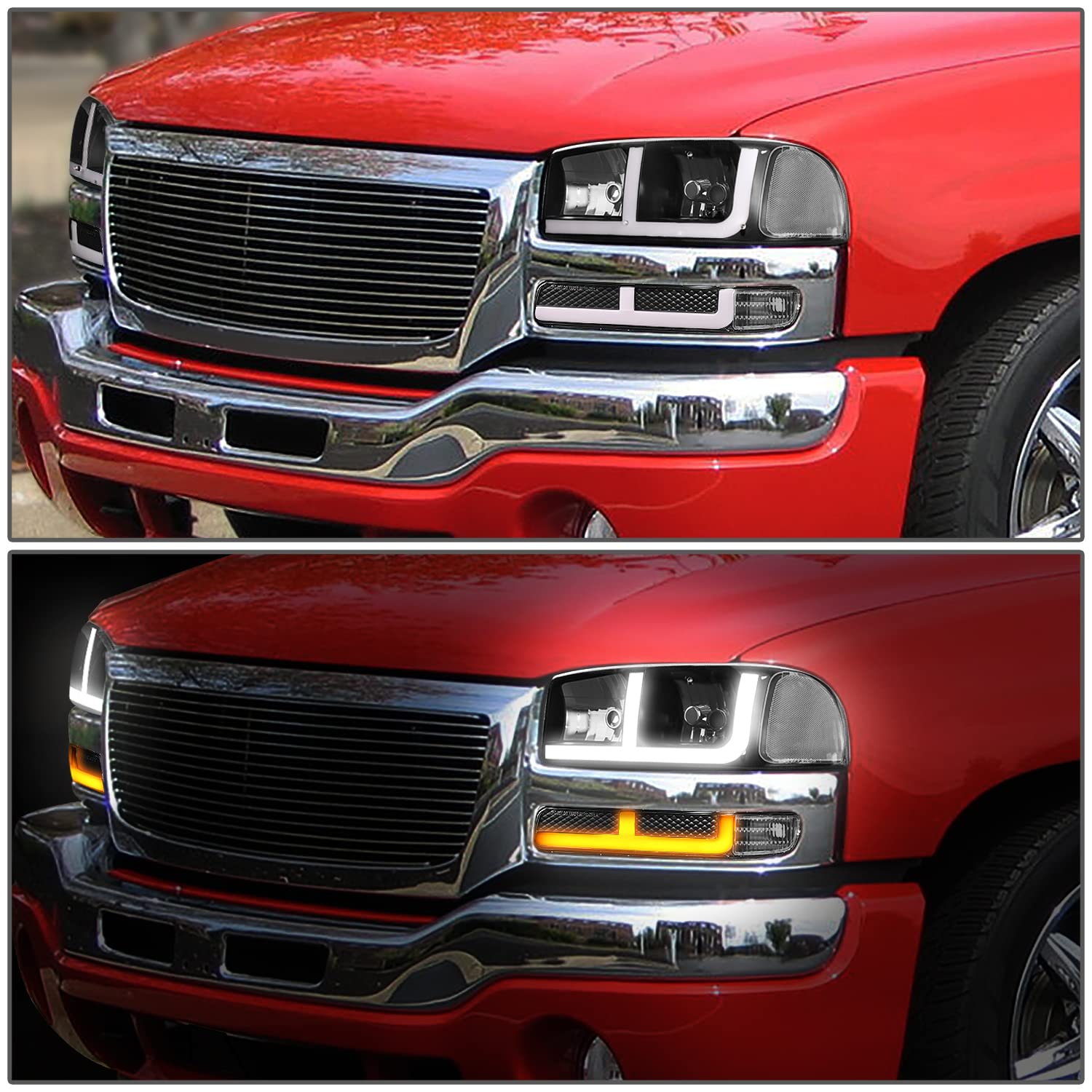 DNA MOTORING Black Headlights for 99-06 Sierra 1500 - Perfect for Night Driving