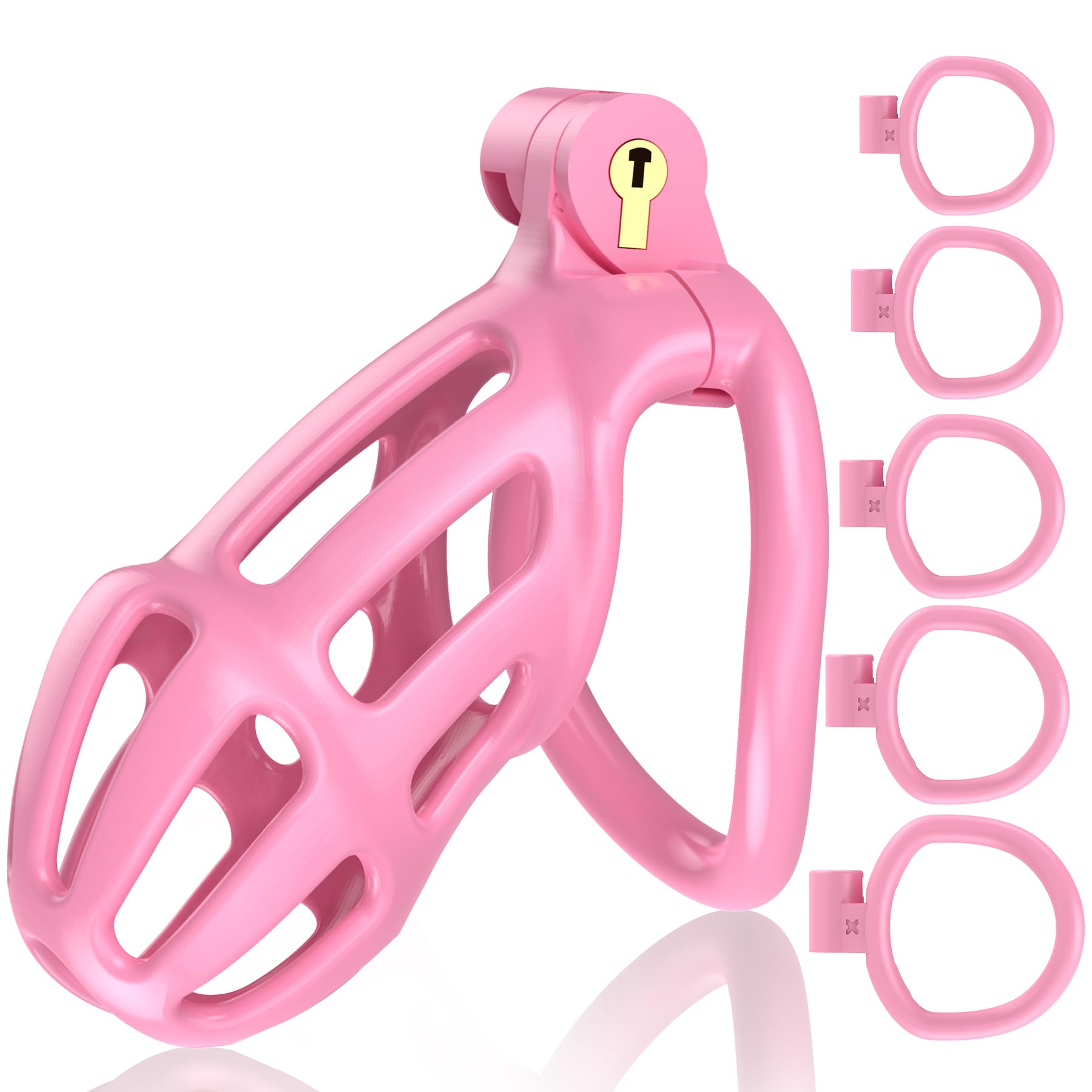 3D Printed Male Chastity Cage - Lightweight Cock Cage with 5 Adjustable Rings for Erection Control | BDSM Bondage Device for Men | Perfect for Couples Play, Keyholding & Long-Term Wear