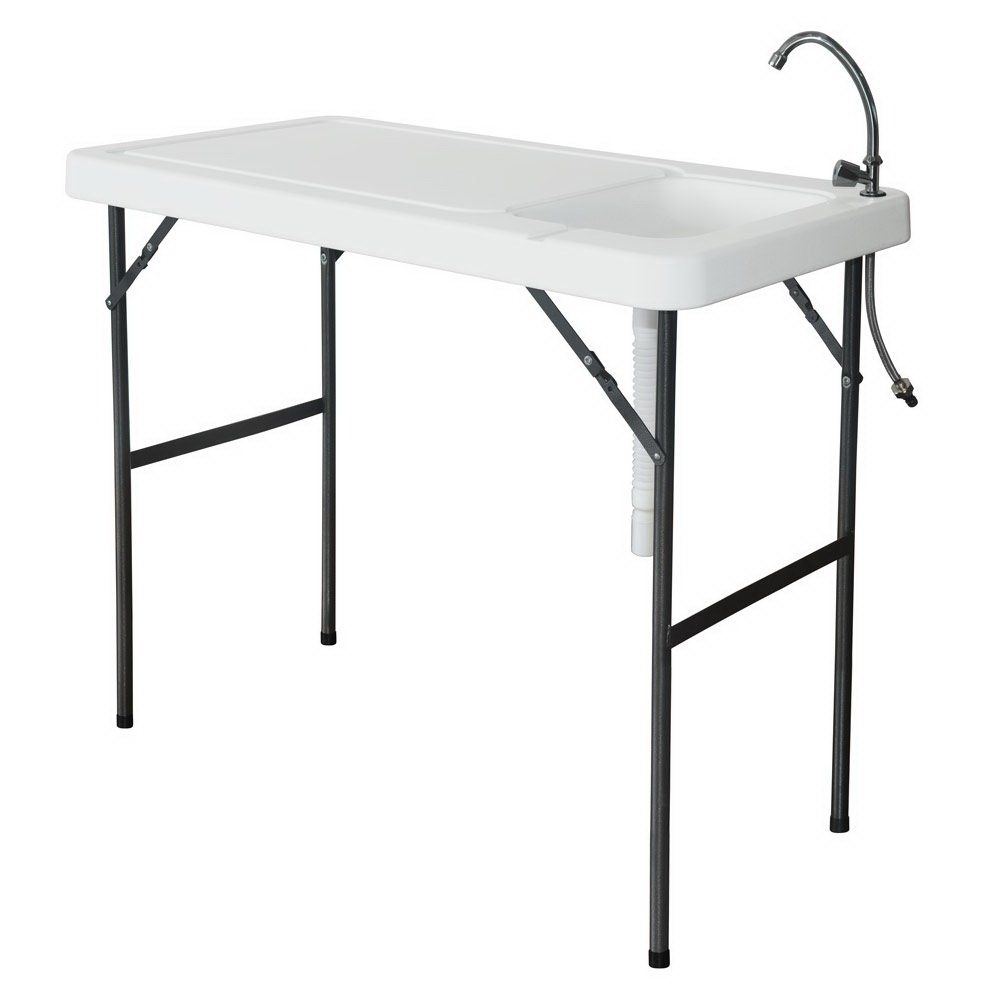 Portable Outdoor Picnic Table with Sink Faucet - Foldable Fish Cleaning & Hunting Table for Camping, Backyard, Fishing & Outdoor Adventures