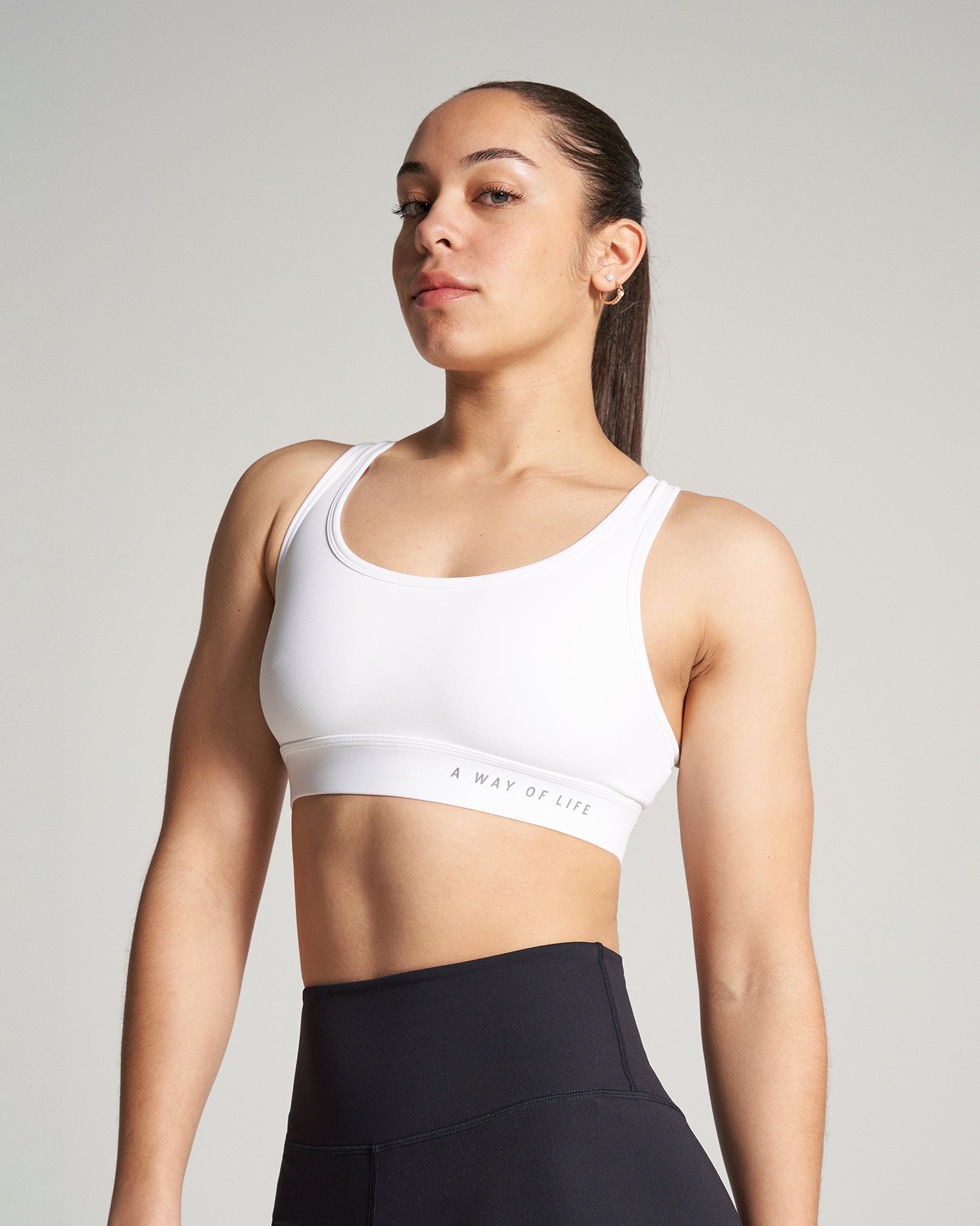 RUDIS Women's High Support Sports Bra - Breathable Workout Top for Running, Yoga & Gym - White