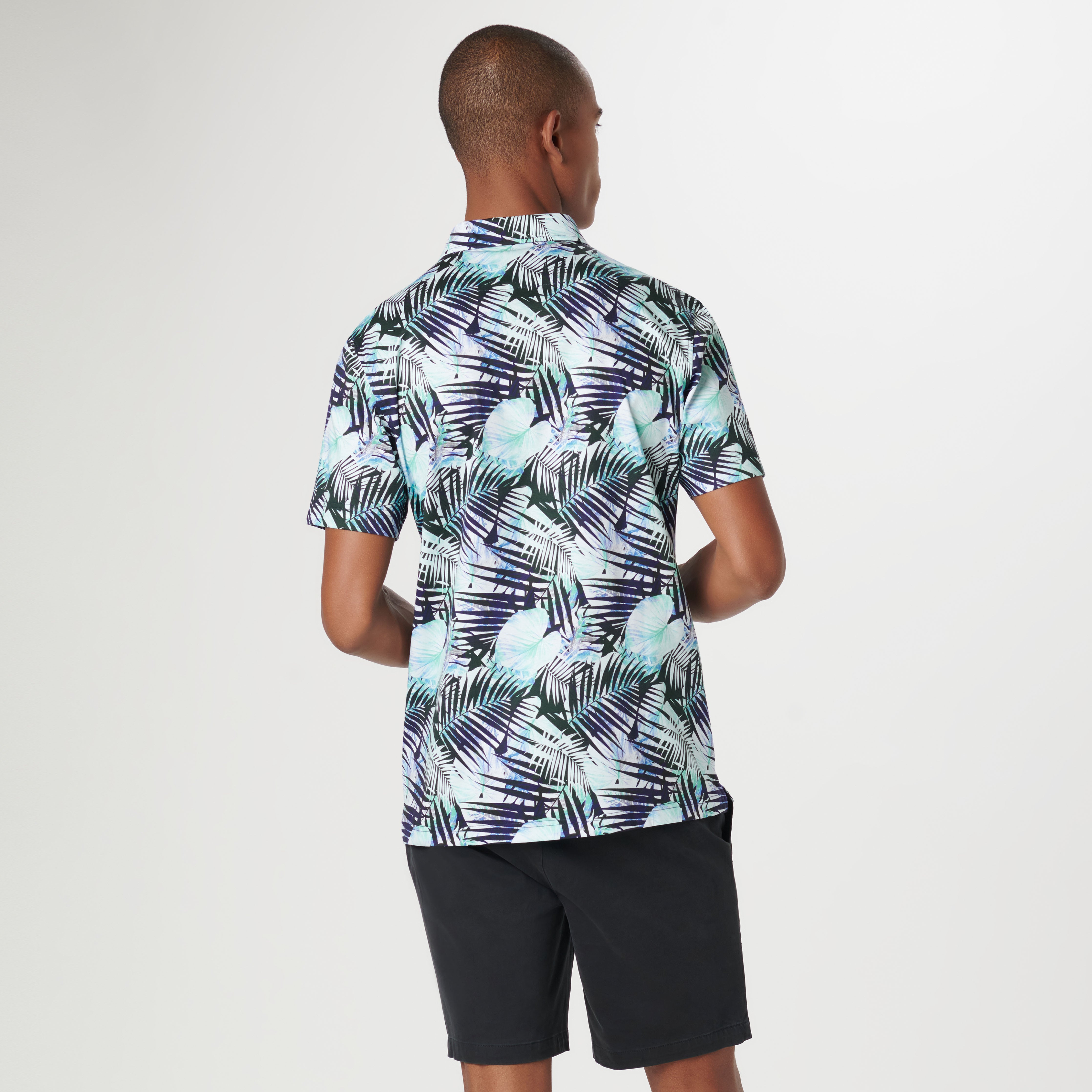Hendrix Men's Leaf Print Polo Shirt - Casual Short Sleeve Button Down Top for Summer, Golf, and Outdoor Activities