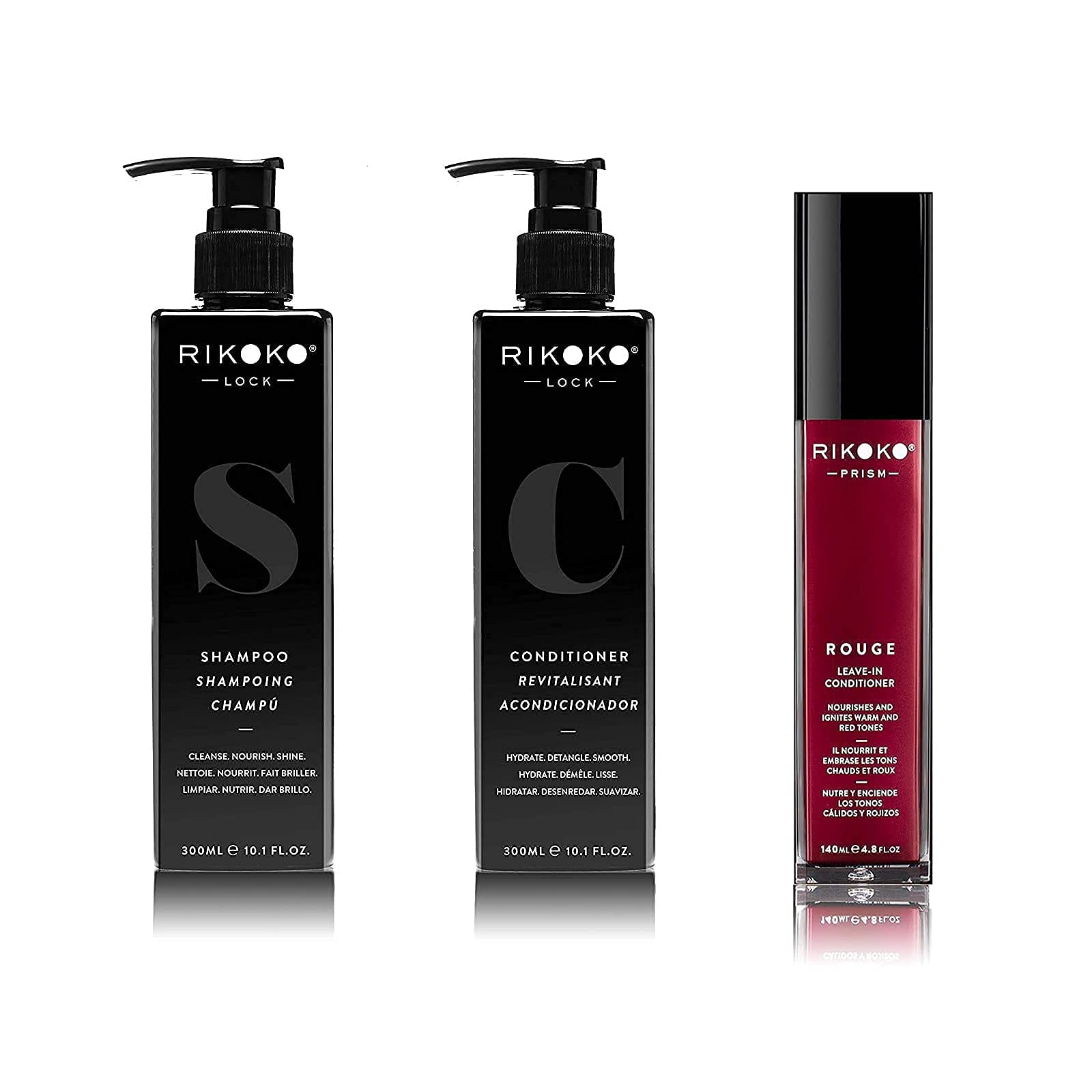 LOCK Coconut Shampoo & Conditioner Set with PRISM Rouge Pigmented Leave-In Treatment | Hydrating Hair Care for Dry, Damaged Hair | Salon-Quality Coconut Oil Hair Bundle for Smooth, Shiny Locks