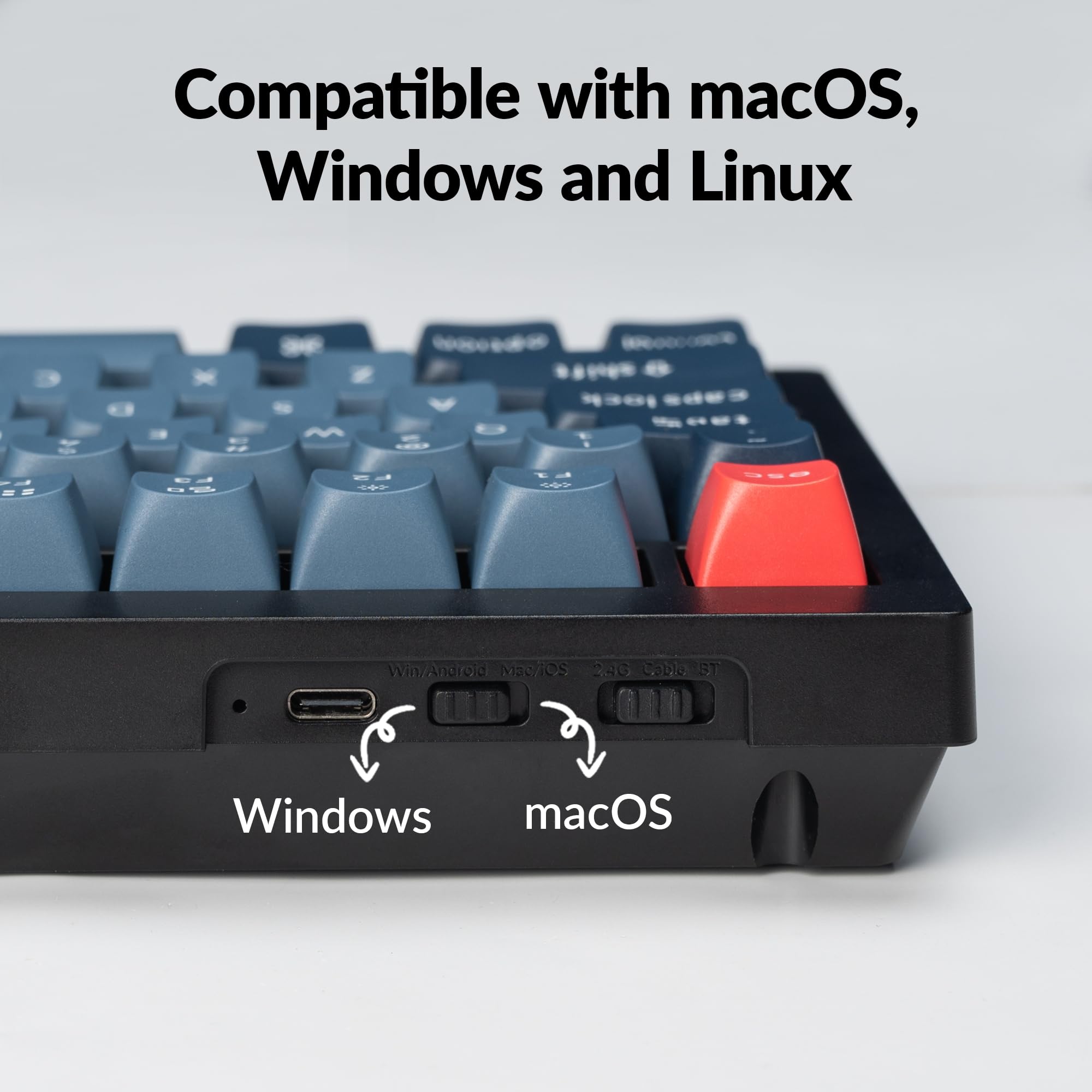 Keychron V1 Max 75% RGB Wireless Mechanical Keyboard - 2.4Ghz/Bluetooth 5.1/Wired, QMK/VIA Programmable, Hot-Swappable Gateron Jupiter Red Switch, Gasket Mount for Mac/Windows/Linux - Perfect for Gaming, Coding & Office Work