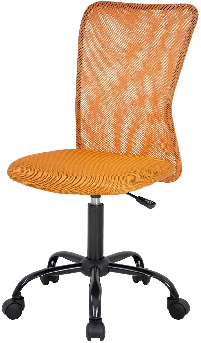 Modern Ergonomic Home Office Chair - Adjustable Height, Mid Back Mesh, Armless Swivel Desk Chair with Lumbar Support for Women & Men (Orange) - Perfect for Long Work Hours, Gaming, and Remote Workspaces