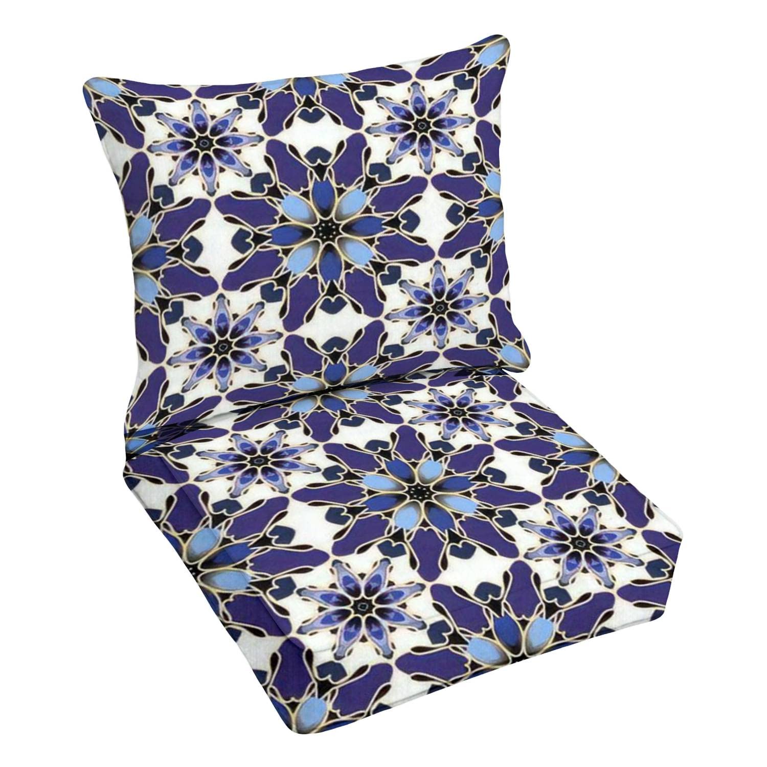 Premium Outdoor Deep Seating Cushion Set - Waterproof Mosaic Pattern Patio Furniture Cushions for Lounge Chairs & Conversation Sets - Perfect for Backyard, Poolside, and Deck Relaxation