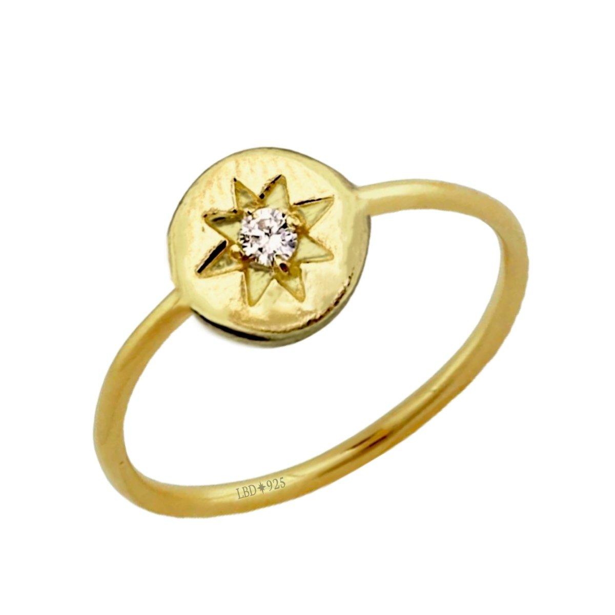 Laihas Prestige Mini Shoot for the Stars Gold Signet Ring with Genuine Topaz - Elegant Jewelry for Women, Perfect for Parties, Weddings & Special Occasions