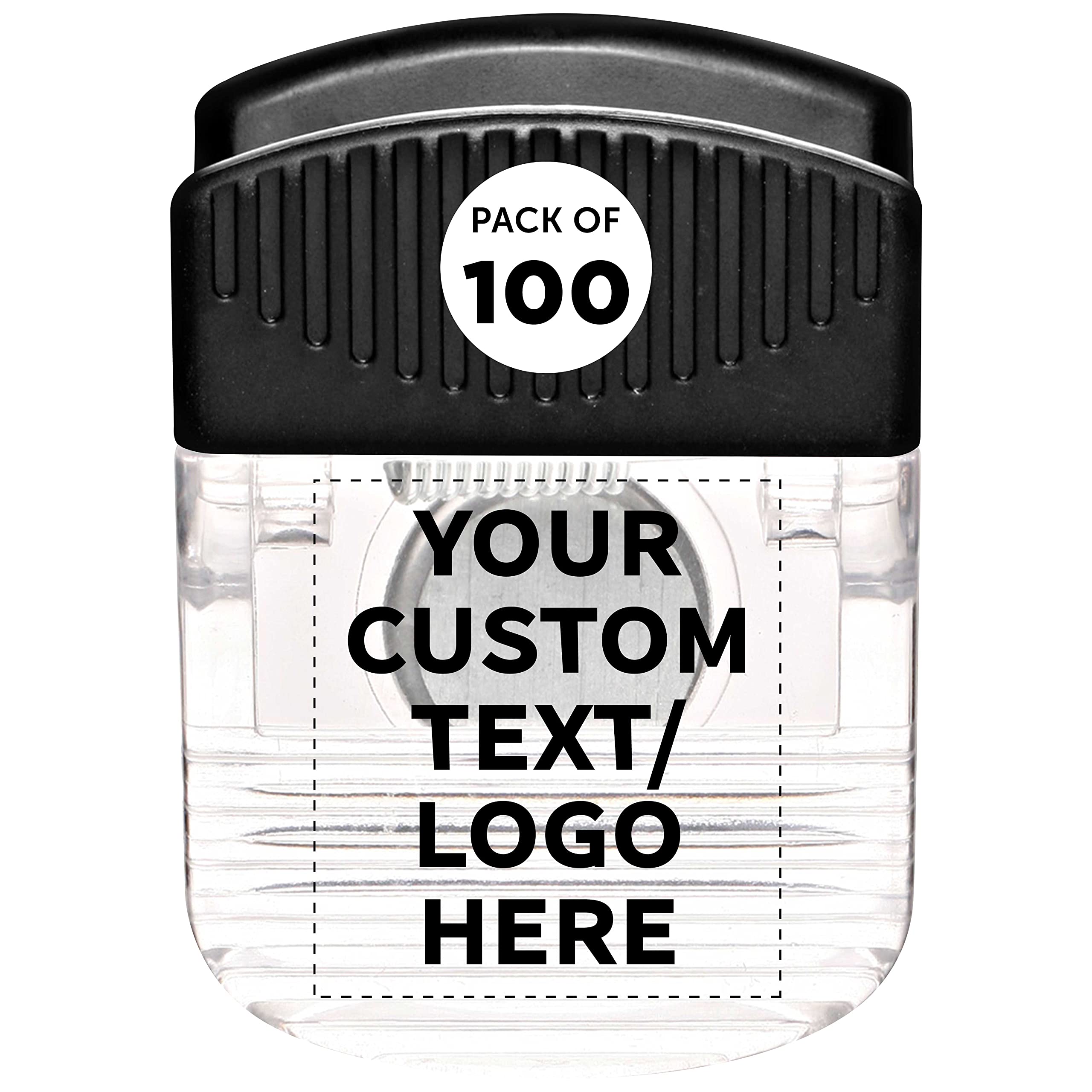 100-Piece Custom Square Magnetic Clips Bulk Pack - Personalized Office & School Supplies for Whiteboards, Fridge Organization, Tradeshows & Events - Clear Strong Magnets