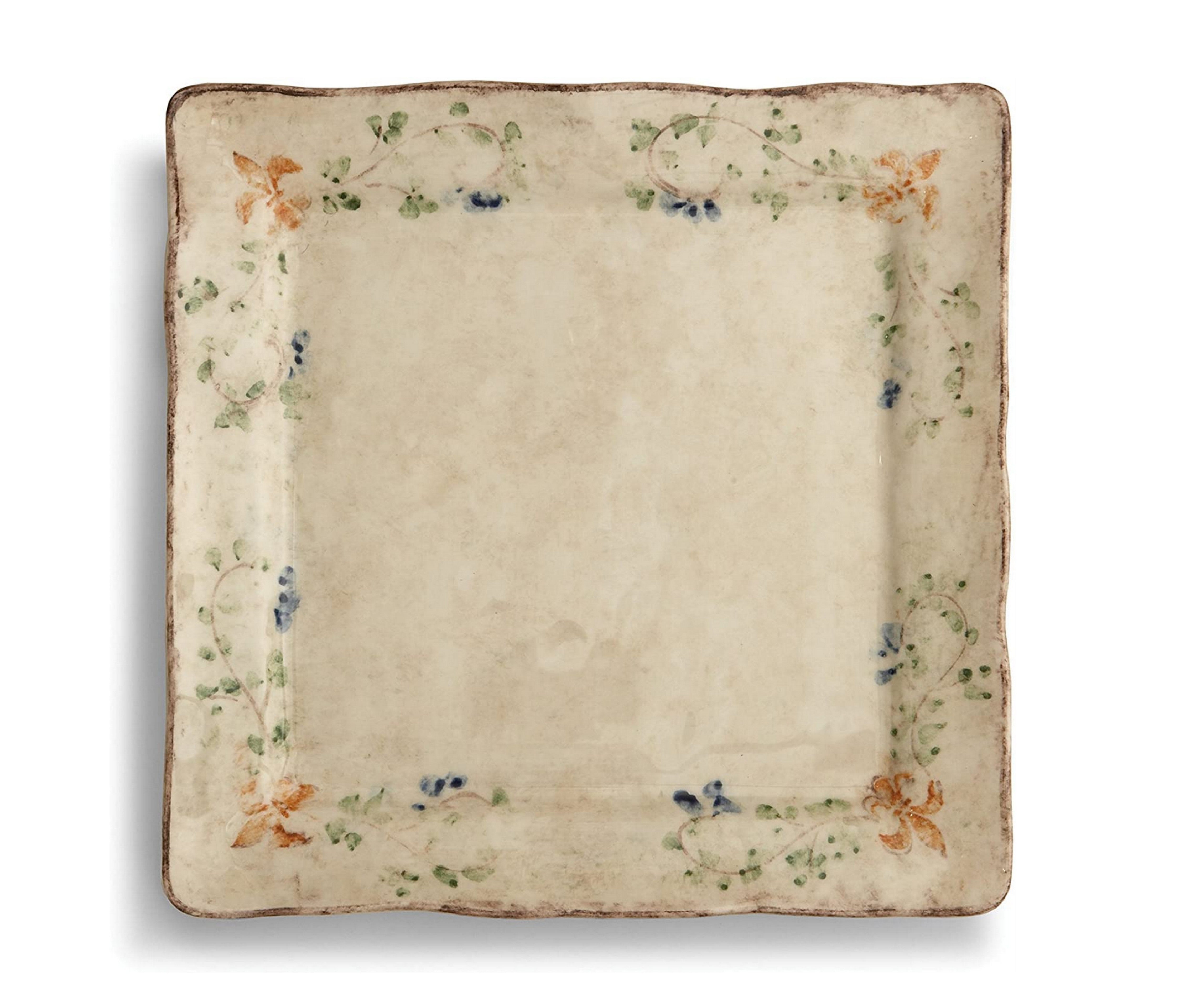 Arte Italica Medici Square Charger Plate - Elegant Cream Ceramic Dinnerware for Fine Dining & Special Occasions - Perfect for Weddings, Holidays & Formal Table Settings