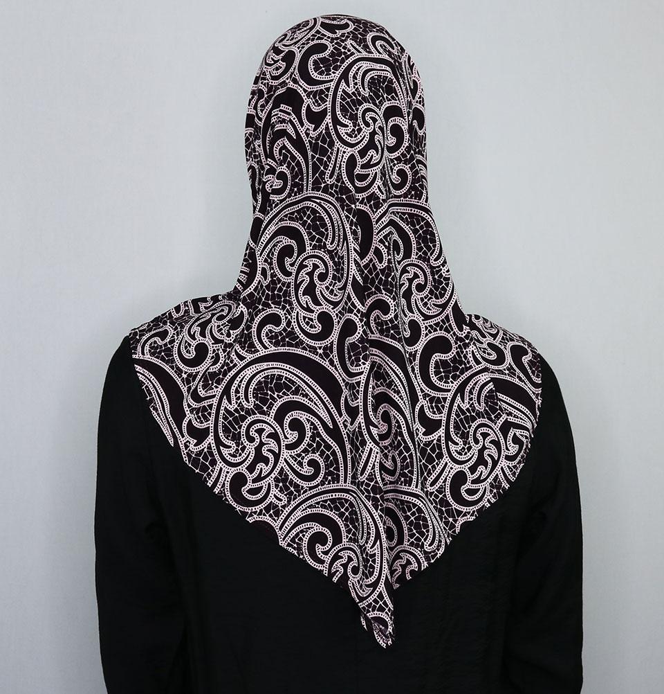 Firdevs Amira Hijab - Soft Stretch Cotton Muslim Headscarf for Women - Mosaic Plum Color - Perfect for Daily Wear, Prayer & Modest Fashion