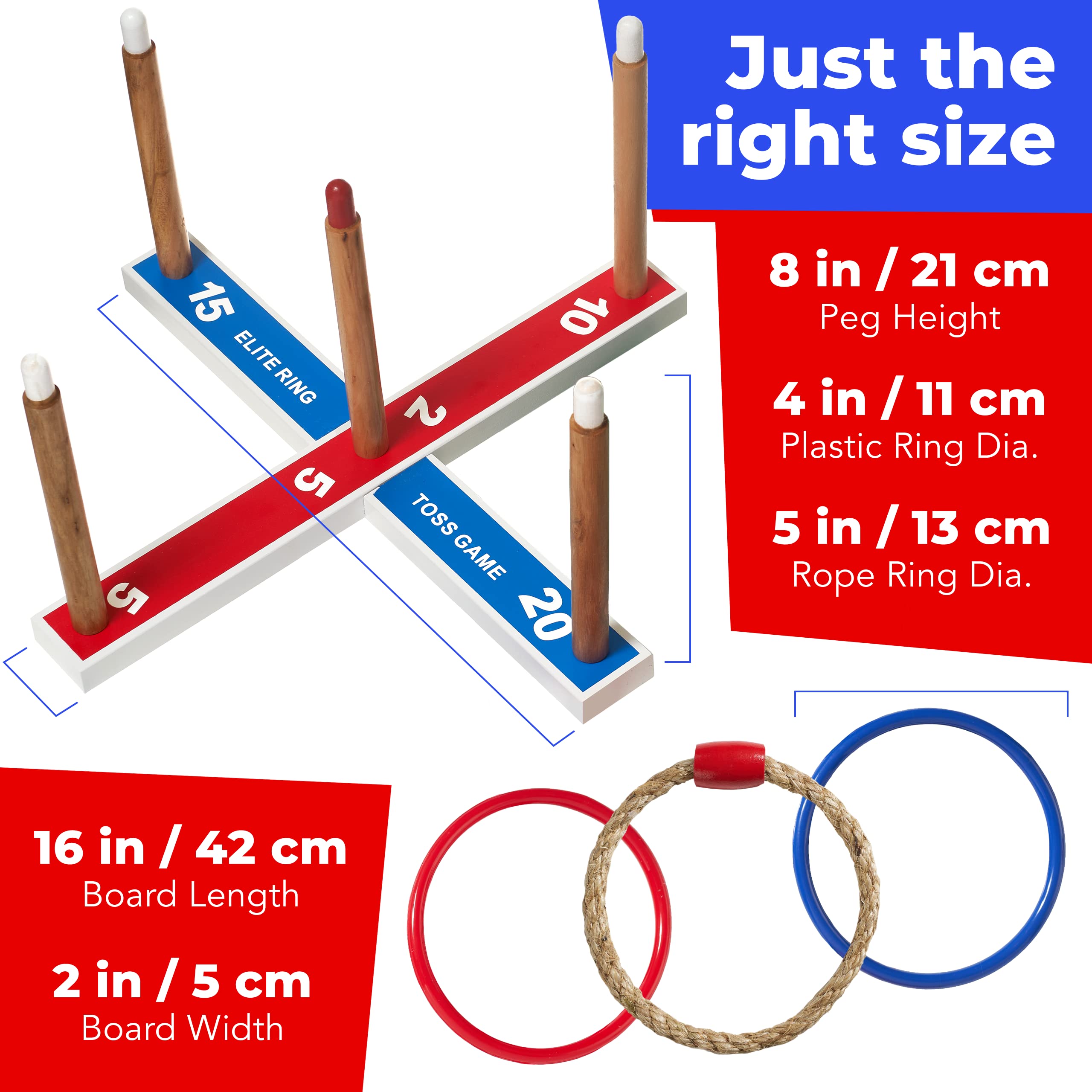 Elite Sportz Ring Toss Game Set - Outdoor Yard Games for Kids & Adults - Fun Backyard Toys for Family Gatherings, Birthday Parties, Picnics and BBQ Events - Perfect Lawn Game for Ages 4-8+