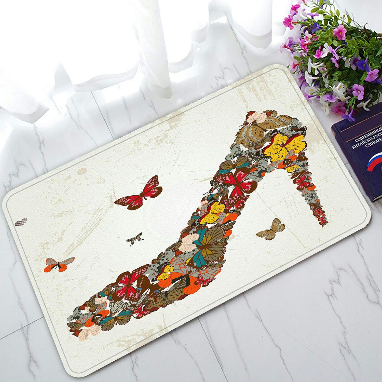 ABPHQTO Non-Slip Doormat for Entryway - 23.5x16.7 Inch Absorbent Floor Mat for Shoes, Home Decor - Perfect for Front Door, Mudroom & High Traffic Areas