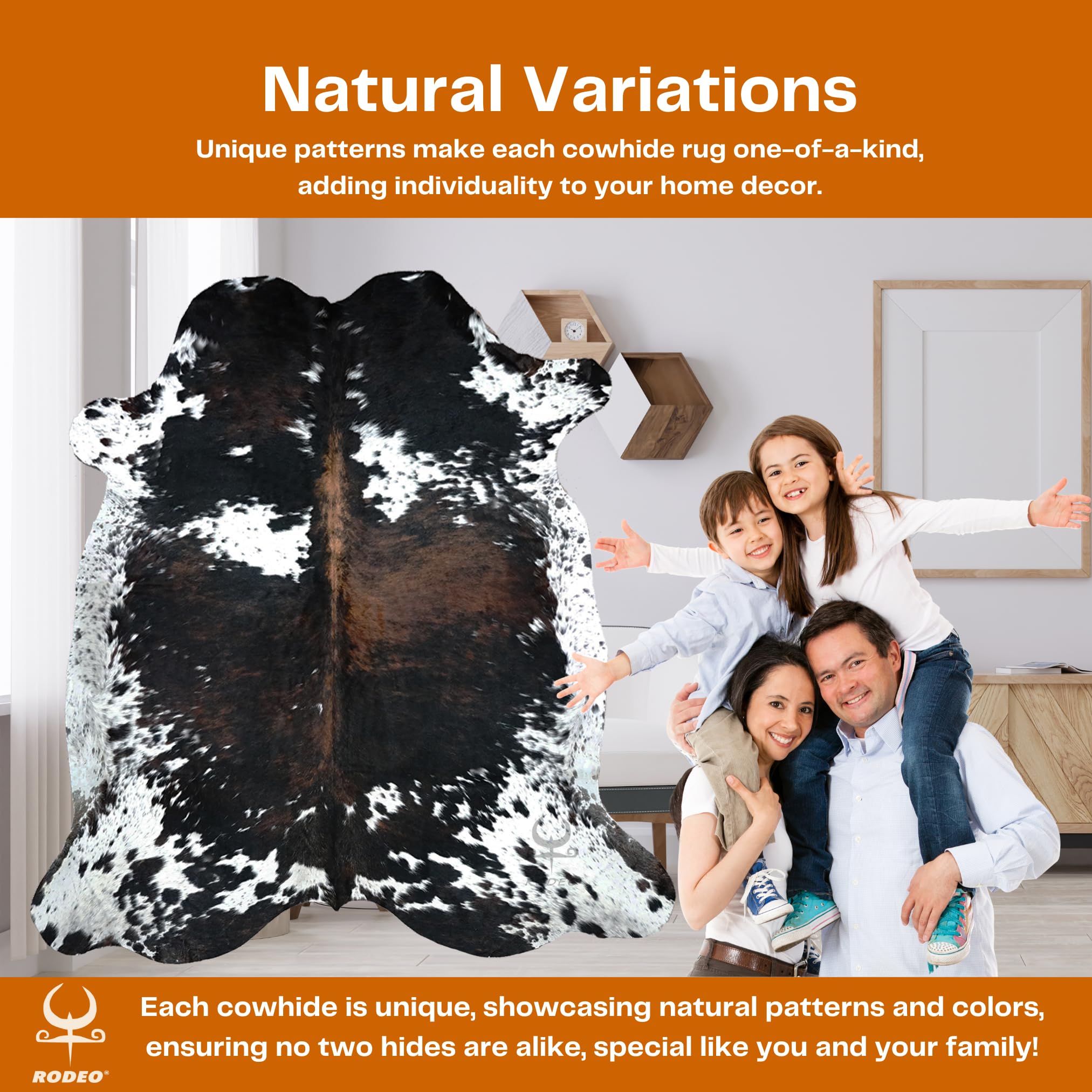 Authentic Rodeo Cowhide Rug - 6x7ft Genuine Leather Cowhide Carpet for Western & Country Home Decor - Hand-Selected Dark Chocolate Brown - Durable, Unique & Cozy - Perfect for Living Room, Cabin, Ranch or Lodge Decor