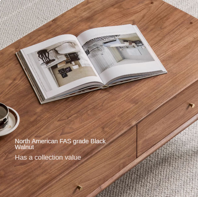 Solid Black Walnut Wood Rocking Coffee Table - Modern Natural Wood Living Room Furniture for Home Decor & Relaxation
