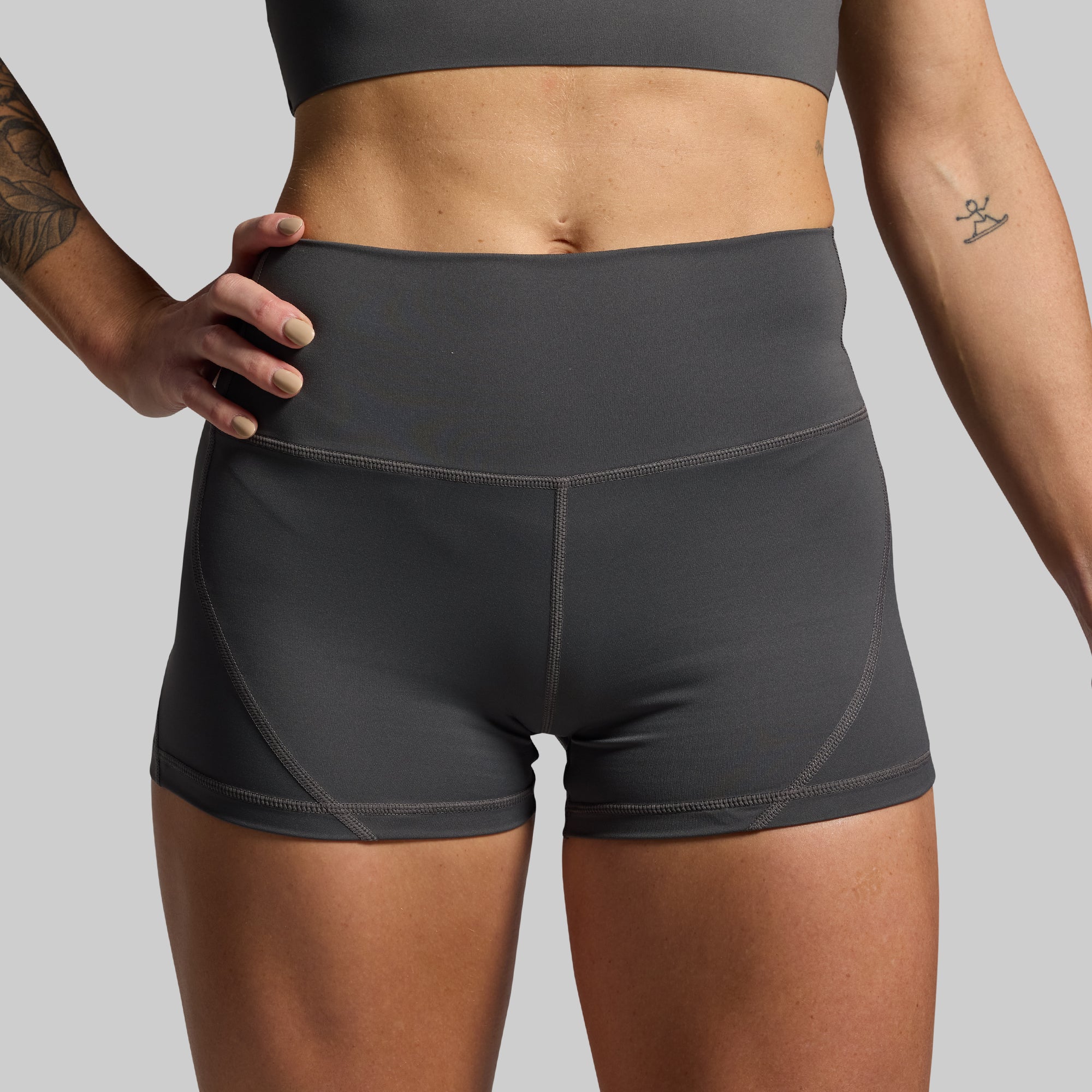 High Waist Booty Shorts for Women - Sexy Gym Workout Shorts (Gunmetal) | Perfect for Yoga, Running & Summer Outfits