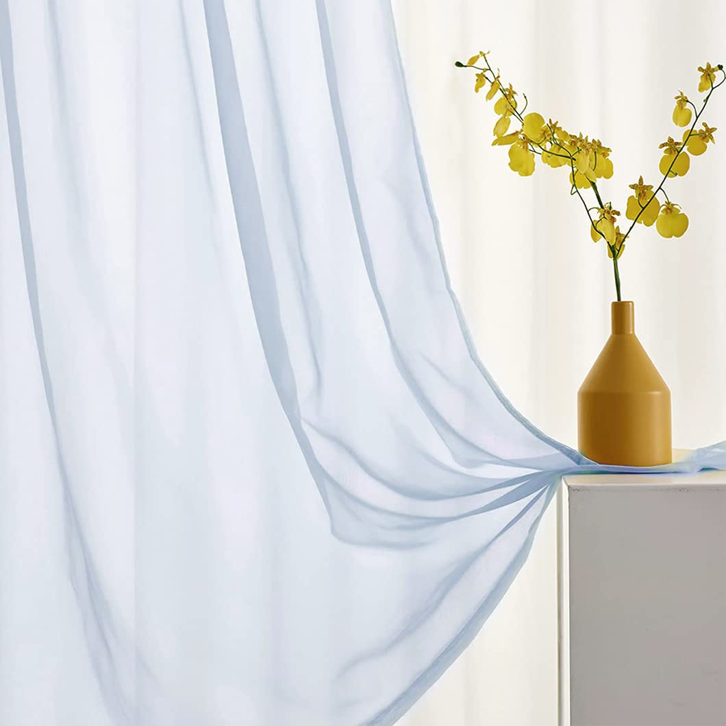 Baby Blue Sheer Voile Curtains 84 Inches Long - Light Filtering Window Drapes for Bedroom, Living Room & Kids Room - Rod Pocket Design (52x84 Inches, Set of 2 Panels) - Perfect for Soft Lighting & Privacy in Nurseries, Teen Rooms & Cozy Spaces