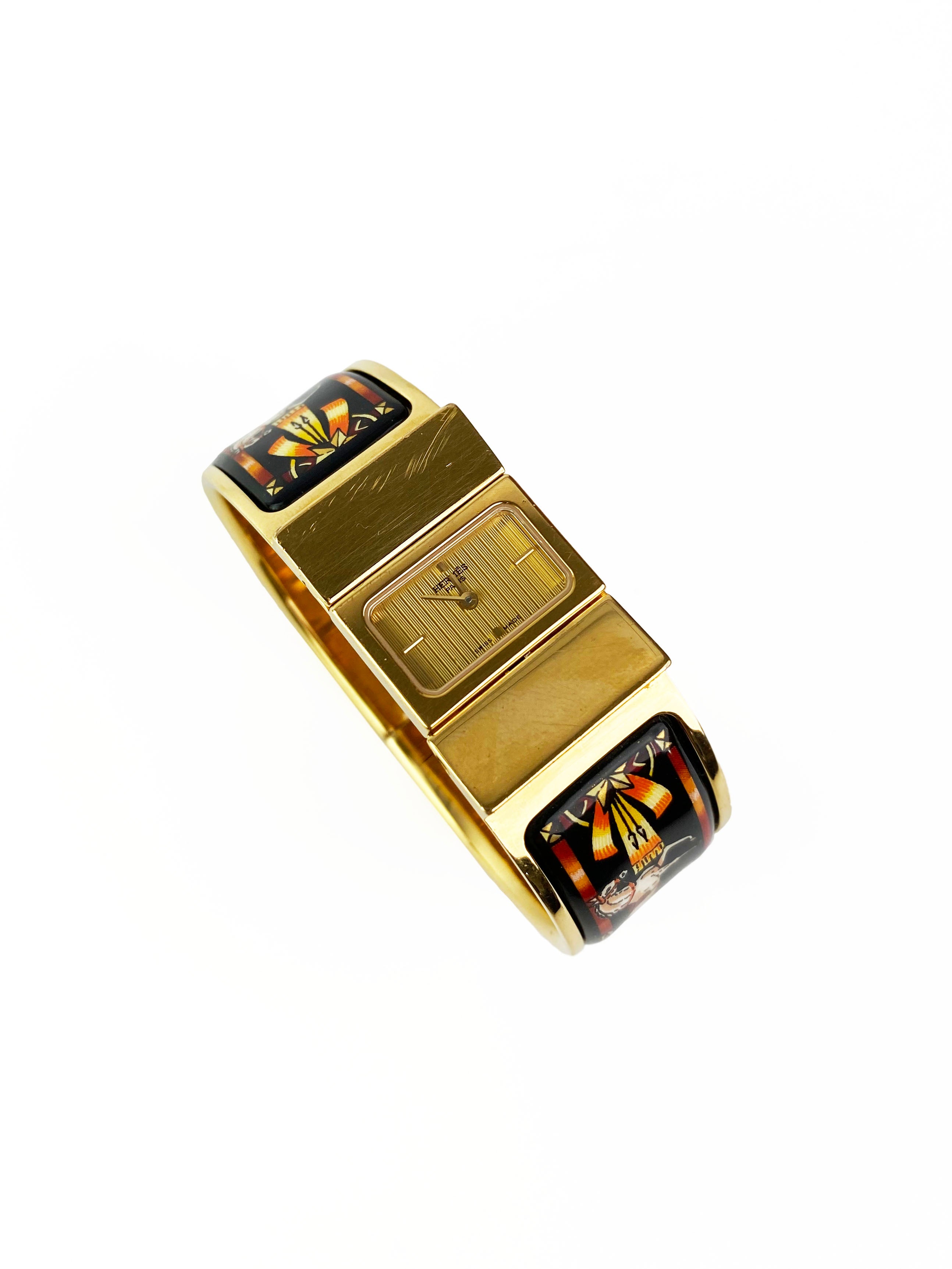 Luxury Hermes Gold Plated Loquet Bangle Watch for Women - Elegant Fashion Accessory for Parties, Weddings & Special Occasions