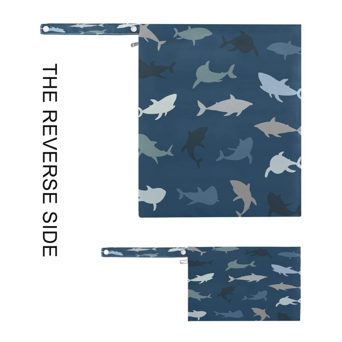 Waterproof Wet Dry Bag 2 Pack - Shark Design Washable Pouch for Travel & Swimming
