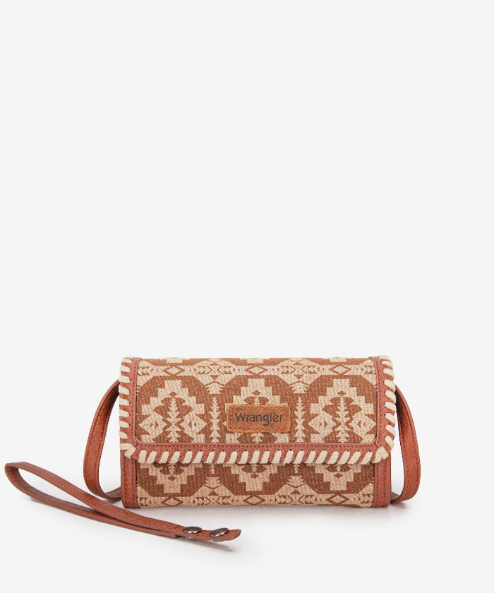 Wrangler All Over Aztec Print Convertible Wallet for Men & Women - Stylish Bifold RFID Blocking Travel Wallet for Everyday Use & Outdoor Adventures