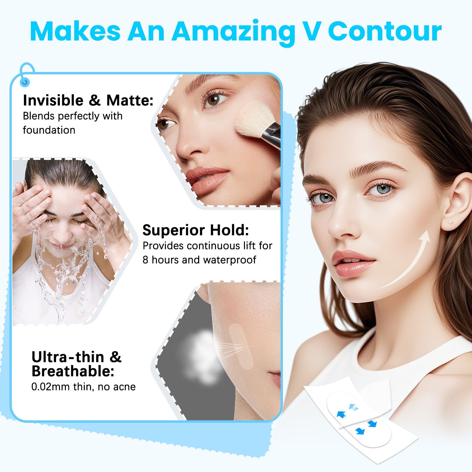 Instant Face Lift Tape - Invisible Under Makeup, Neck & Jowl Tightening for Sagging Skin (Pack of 200) - Perfect for Instant Facelift, Special Occasions & Daily Beauty Routine