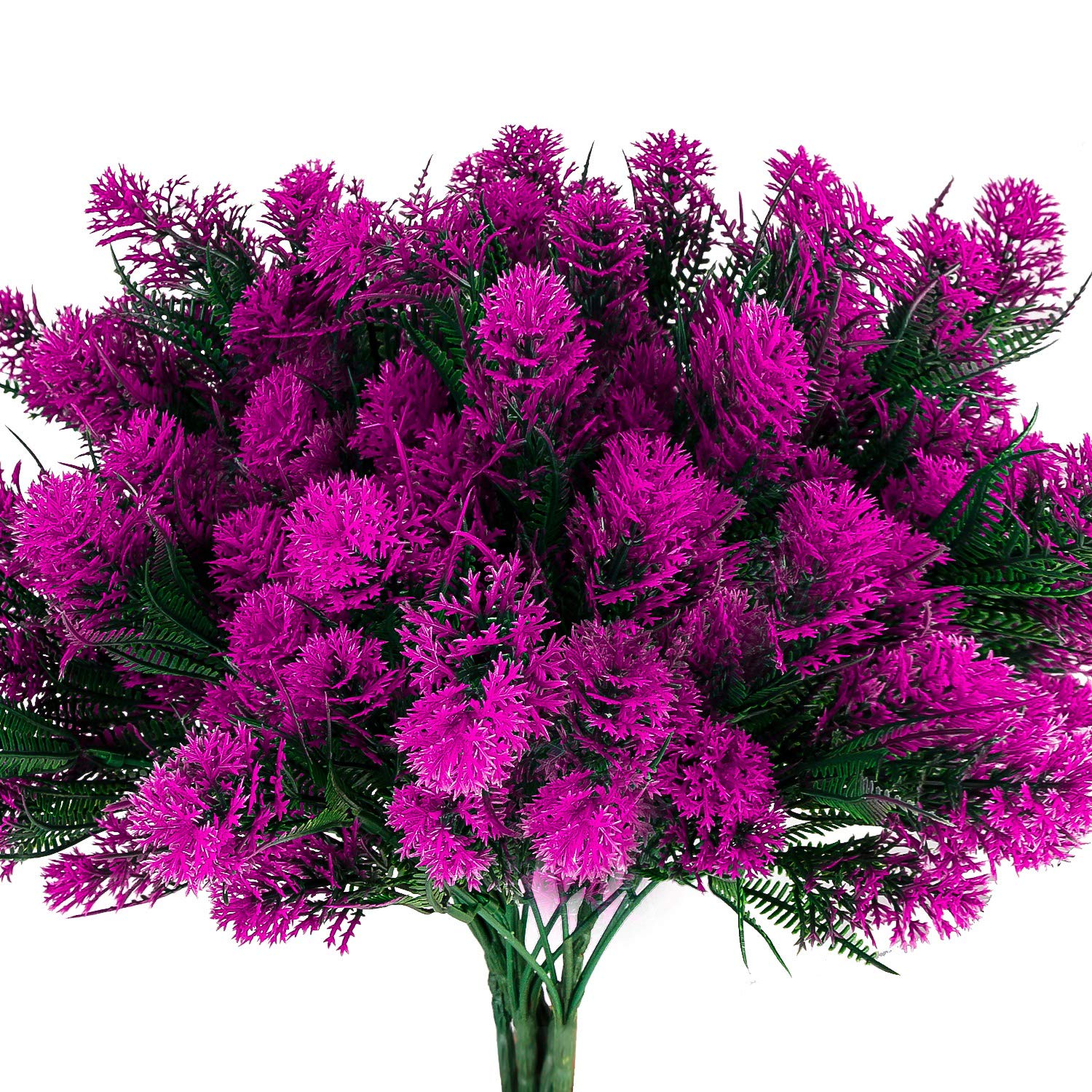 6 Bundles UV Resistant Artificial Fake Flowers - Faux Plastic Greenery Plants for Indoor/Outdoor Decor - Perfect for Garden, Wedding, Hanging Planters & Farmhouse Style
