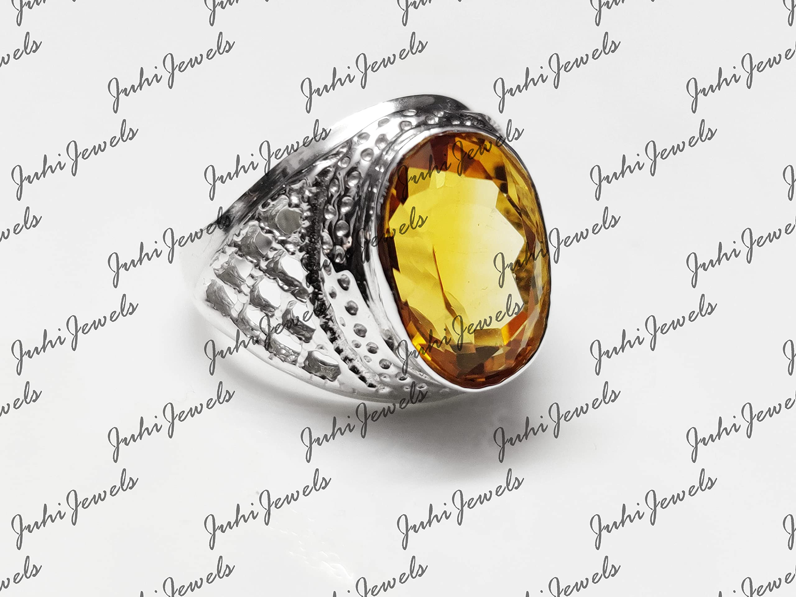 Natural Citrine Ring - 925 Sterling Silver Statement Ring with Large Citrine Gemstone | Boho & Engagement Jewelry for Women | Perfect for Weddings, Parties & Everyday Wear