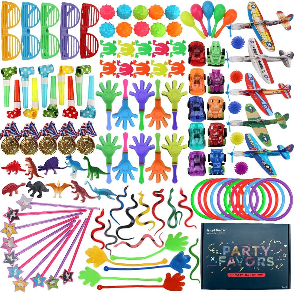 Amy&Benton 120-Piece Prize Box Toy Assortment - Pinata Fillers, Birthday Party Favors, Carnival Prizes for Kids | Classroom Treasure Chest Toys for Boys & Girls | Perfect for Birthday Parties, School Rewards & Carnival Games