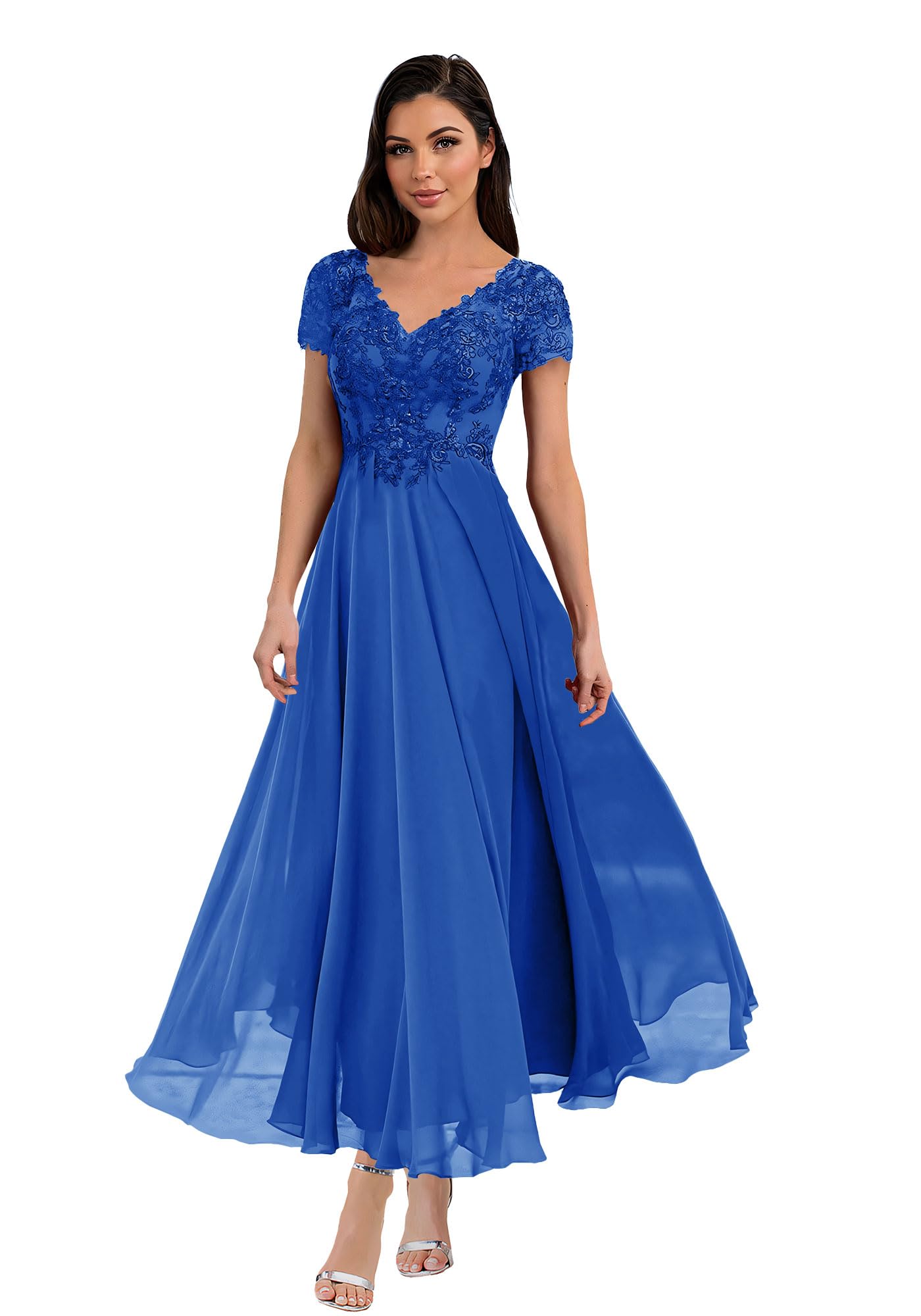 Elegant A-Line Lace Mother of The Bride Dresses for Wedding | Tea-Length Formal Guest Dresses for Women | Perfect for Church Ceremonies, Garden Weddings & Special Occasions