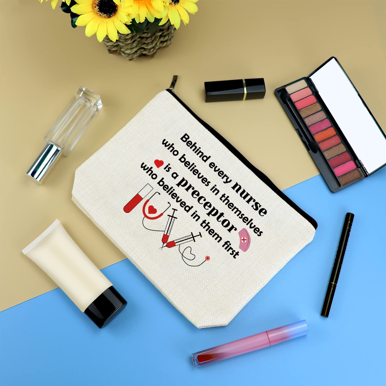 Nurse Preceptor Gift - Cosmetic Makeup Bag for RN Instructors & Teachers | Thank You Appreciation Present for Graduation, Christmas, Birthday & Nurses Week | Travel Toiletry Pouch with Zipper | Perfect for Clinical Shifts, Hospital Duty & Vacation Essentials
