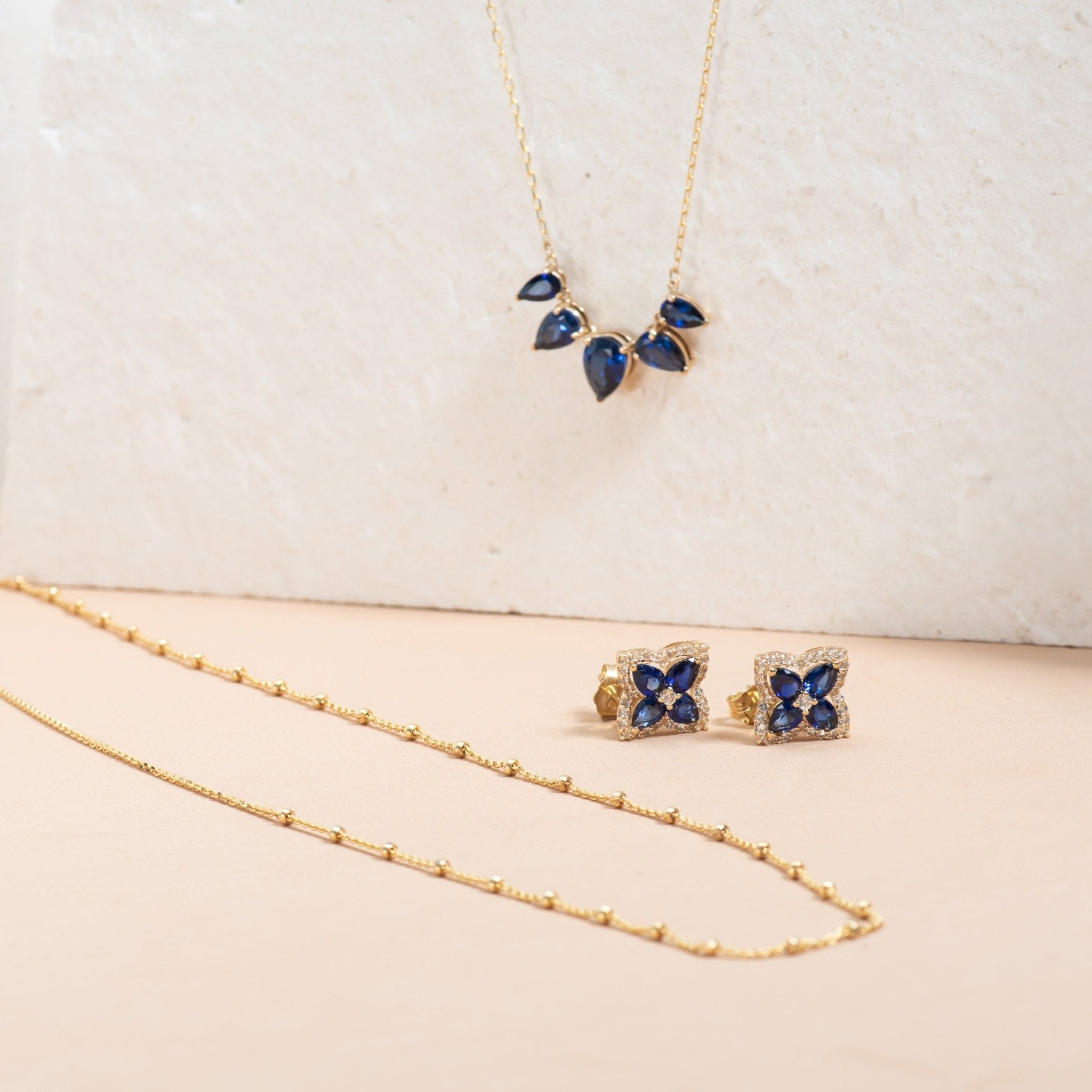 10K Yellow Gold Teardrop Blue Sapphire Necklace for Women - Elegant Jewelry Gift for Birthday, Anniversary & Special Occasions