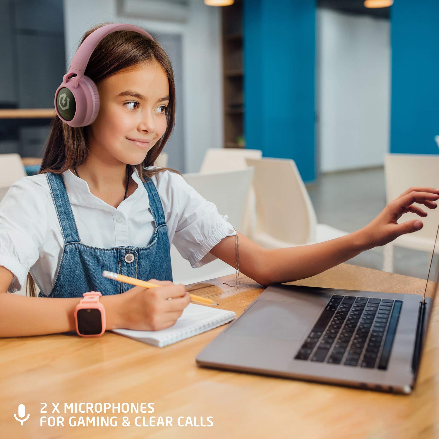 PowerLocus Kids Bluetooth Headphones with LED Lights - Foldable Over-Ear Headphones with Microphone & Volume Limiting | Wireless & Wired for Phones, Tablets, PC, TV | Perfect for Online Learning, Gaming & Travel