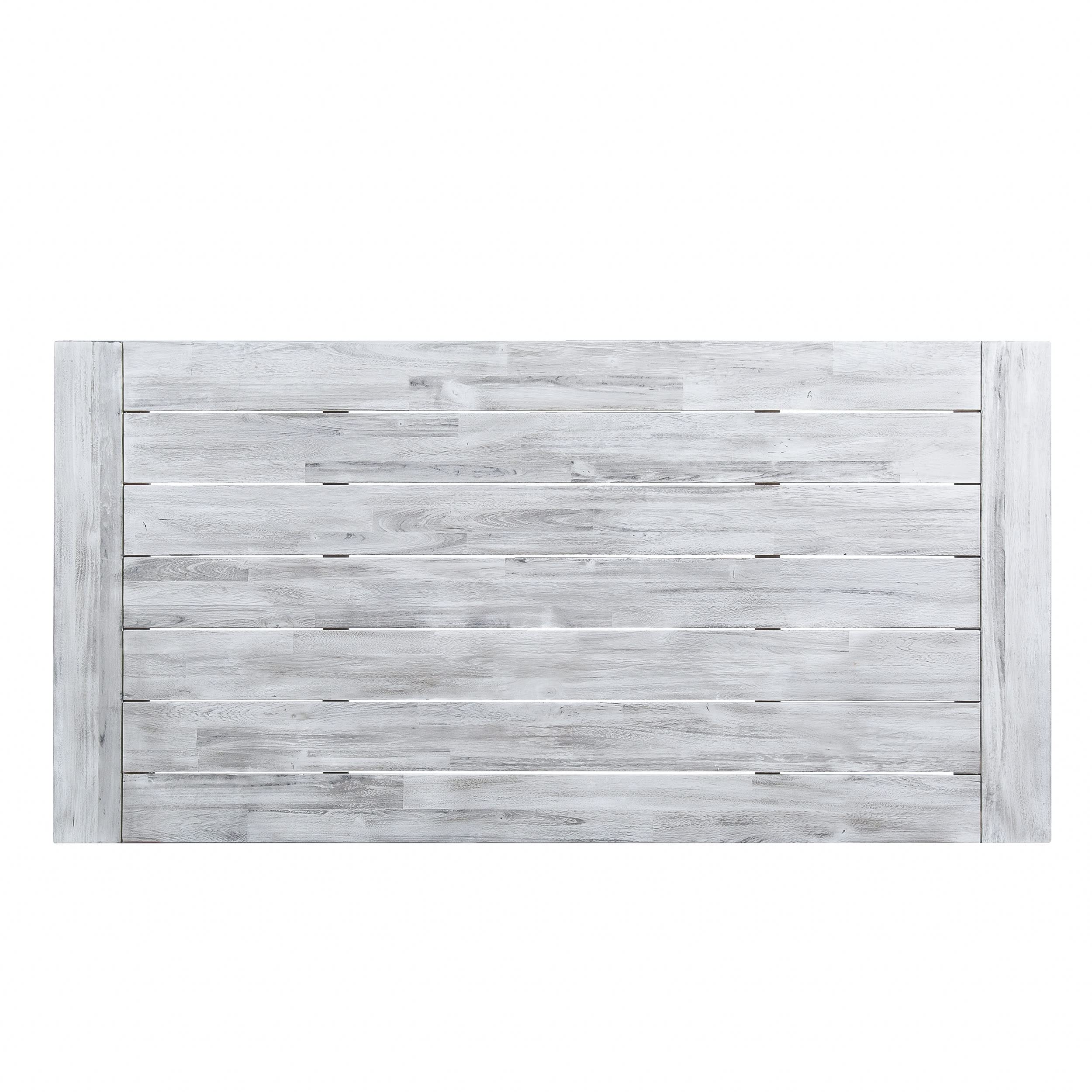 GDFStudio Acacia Wood Outdoor Dining Table - Sandblasted Light Gray Finish | Weather-Resistant Patio Furniture for Backyard, Garden & Poolside Dining