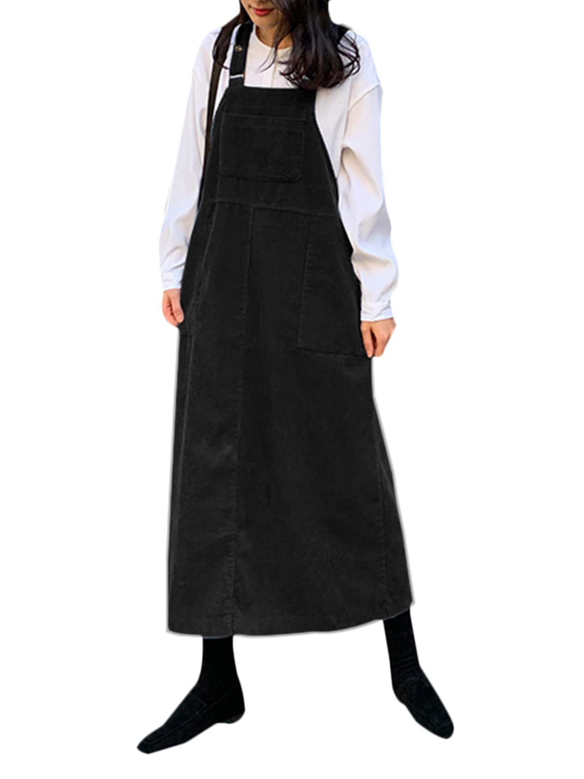 CELMIA Women's Corduroy A-Line Pinafore Dress - Casual Bib Overall Suspender Tunic with Adjustable Straps | Perfect for Fall Outfits, Layering with Sweaters, and Casual Weekend Wear