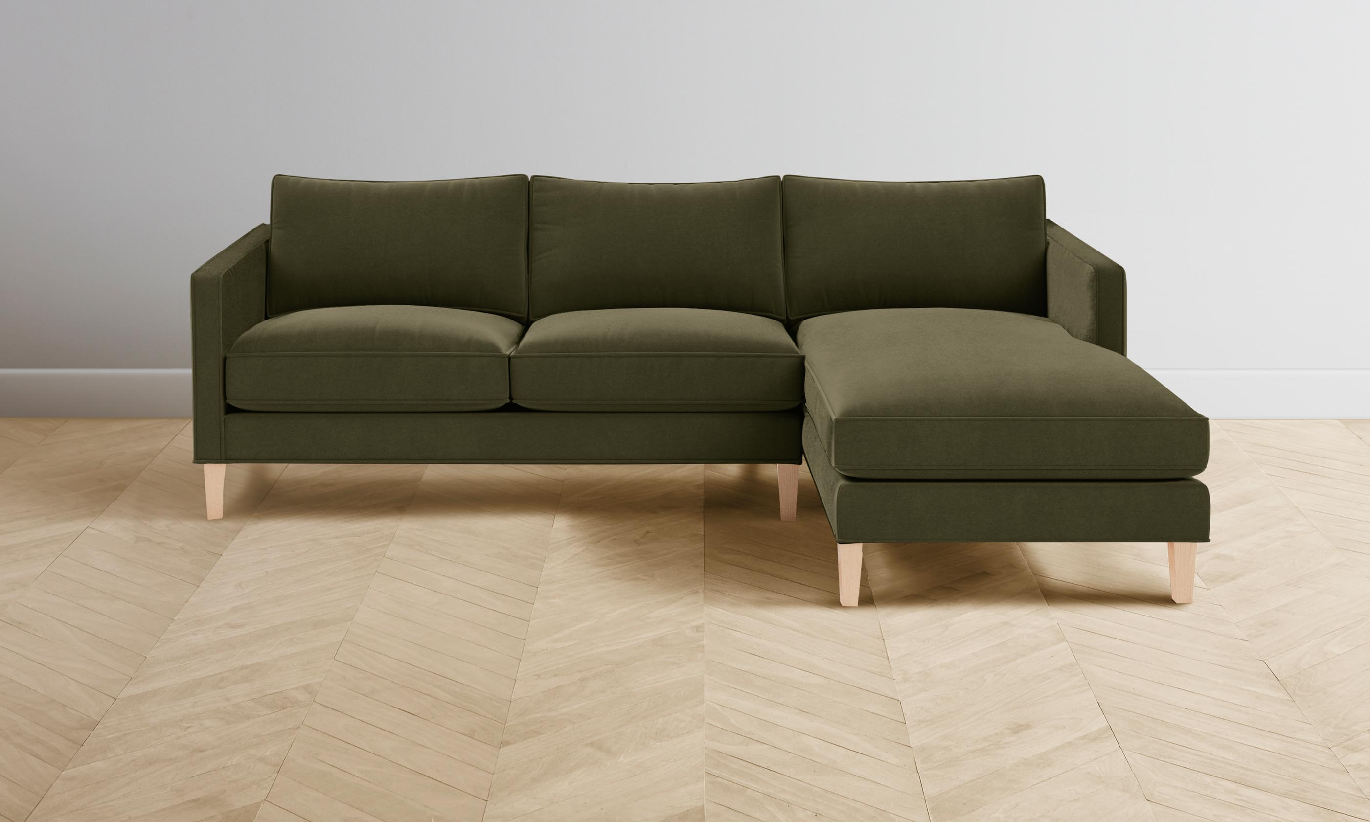 Premium Crosby Sectional Sofa with Luxurious Mohair Upholstery in Moss Green - Perfect for Living Rooms, Lounges, and Cozy Home Spaces