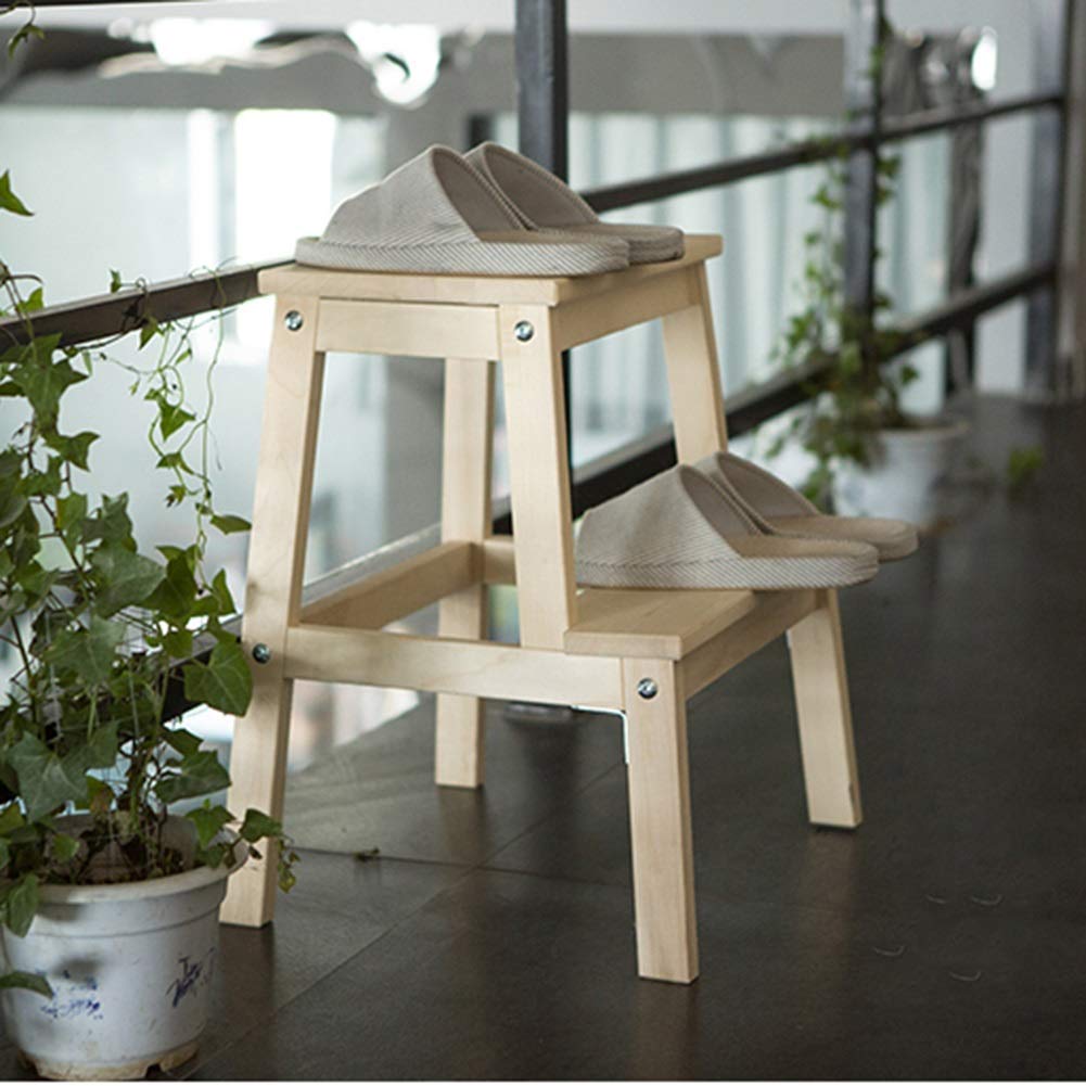Solid Wood Step Stool for Home - Dual Purpose Indoor Ladder & Shoe Stool - Wooden Step Chair with Non-Slip Feet | Perfect for Kitchen, Bathroom, Kids Room & Reaching High Shelves