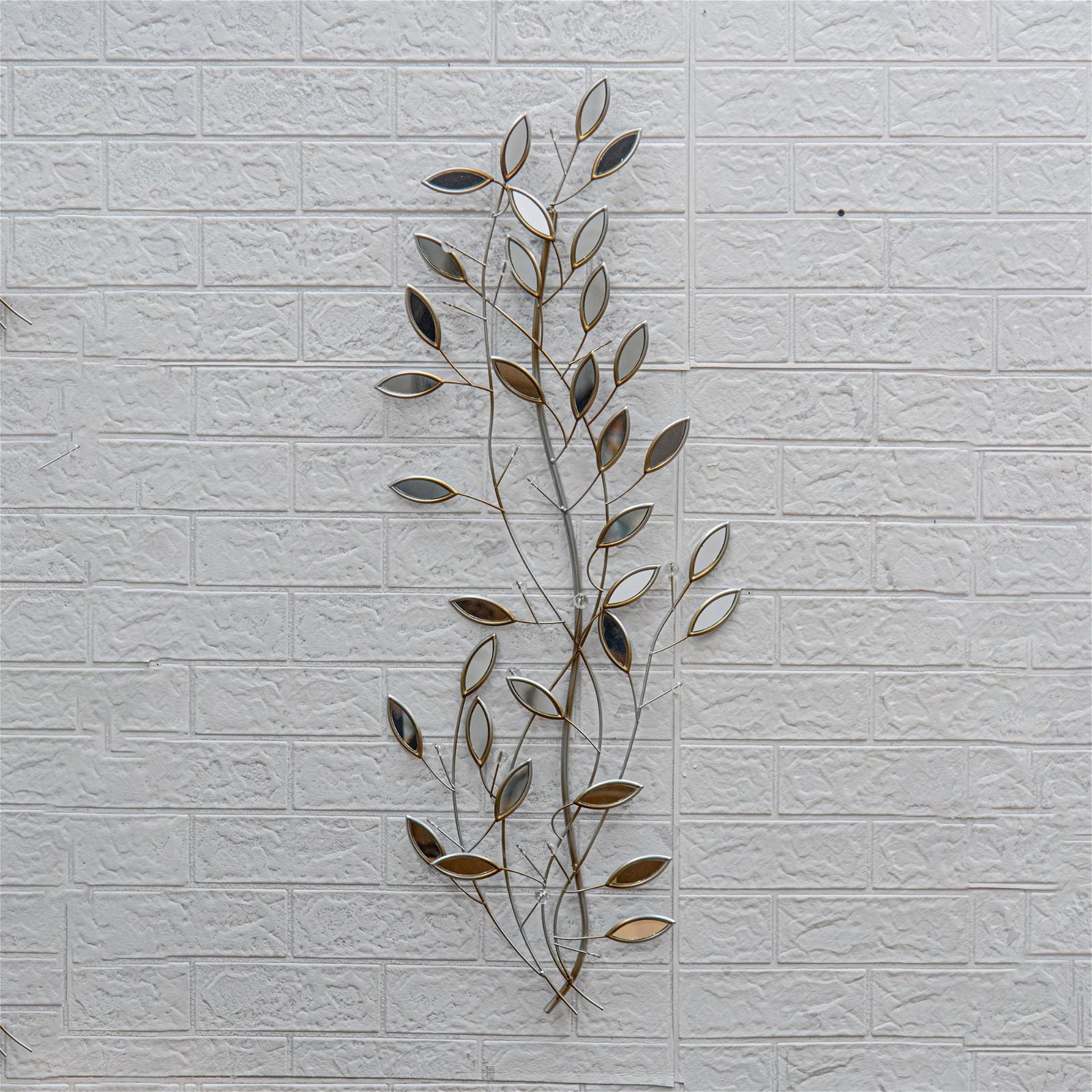 Urban Style Leaf Mirror Wall Art - Modern Botanical Decor for Living Room, Bedroom & Entryway